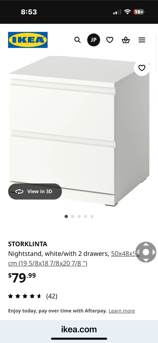 IKEA STORLINTA White Nightstand with 2 Drawers
