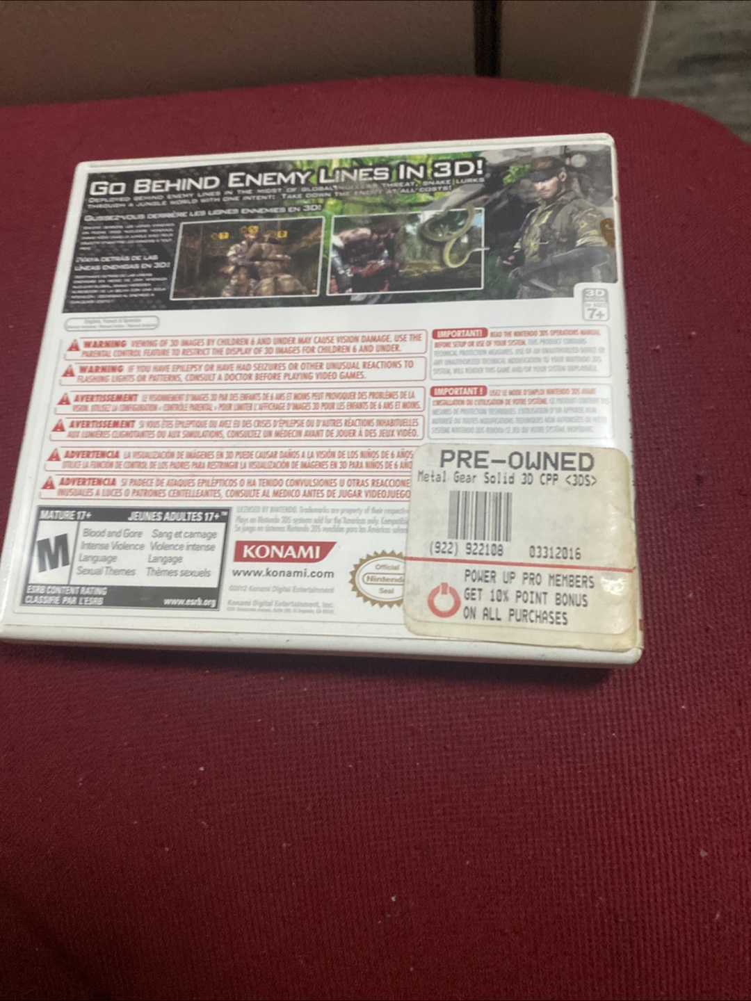Metal Gear Solid 3D Snake Eater Nintendo 3DS - photo 2