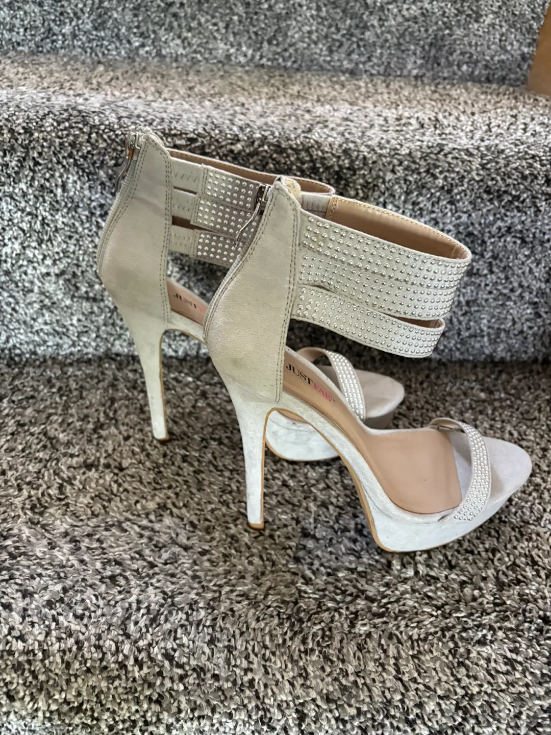 JustFab Silver Heels - Size 6.5 thumbnail