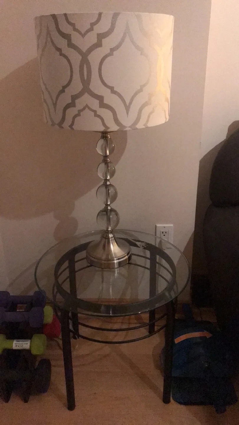 Round Side Table with table Lamp thumbnail