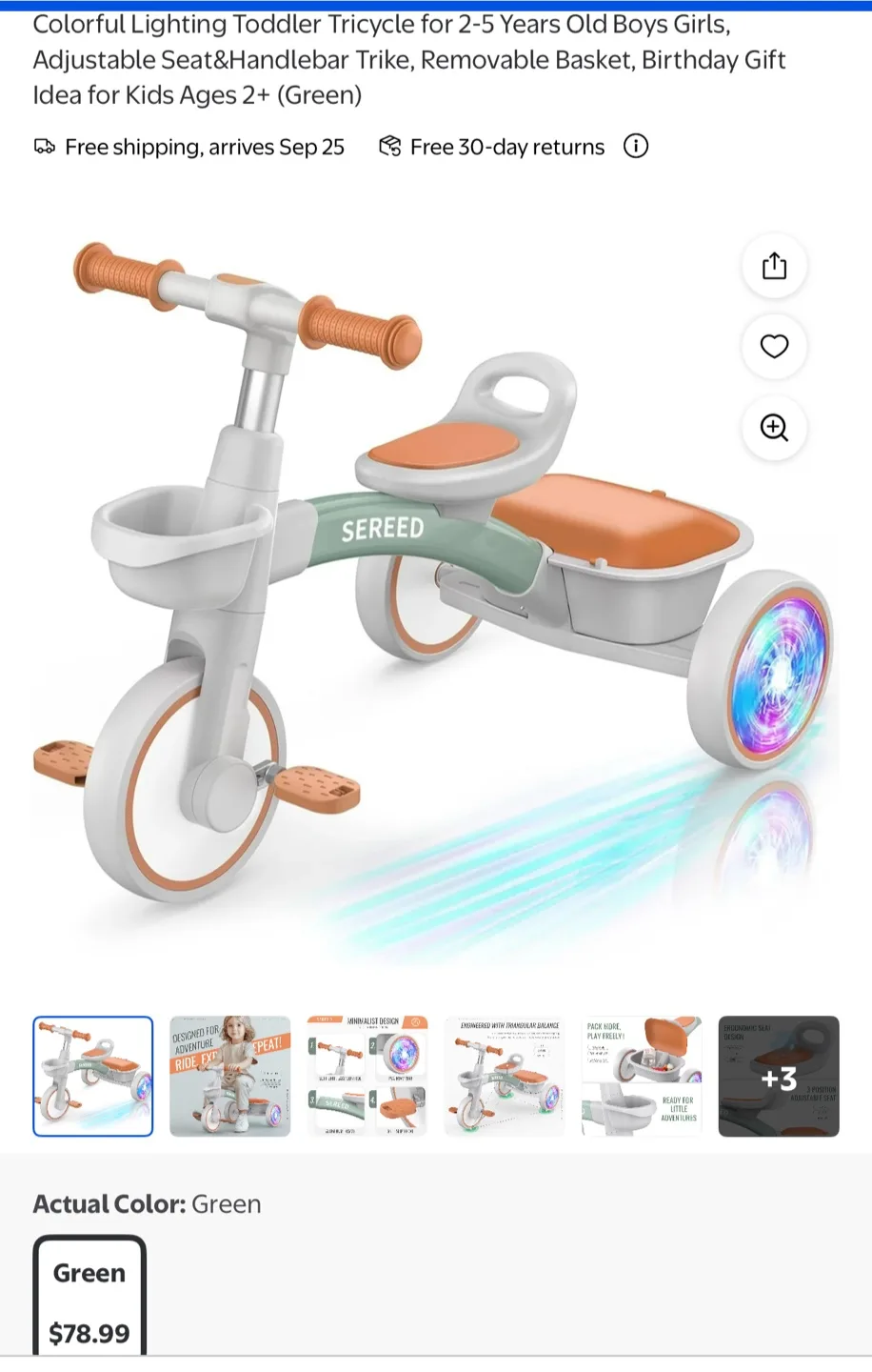Sereed Toddler Tricycle 2-5 Years Old thumbnail