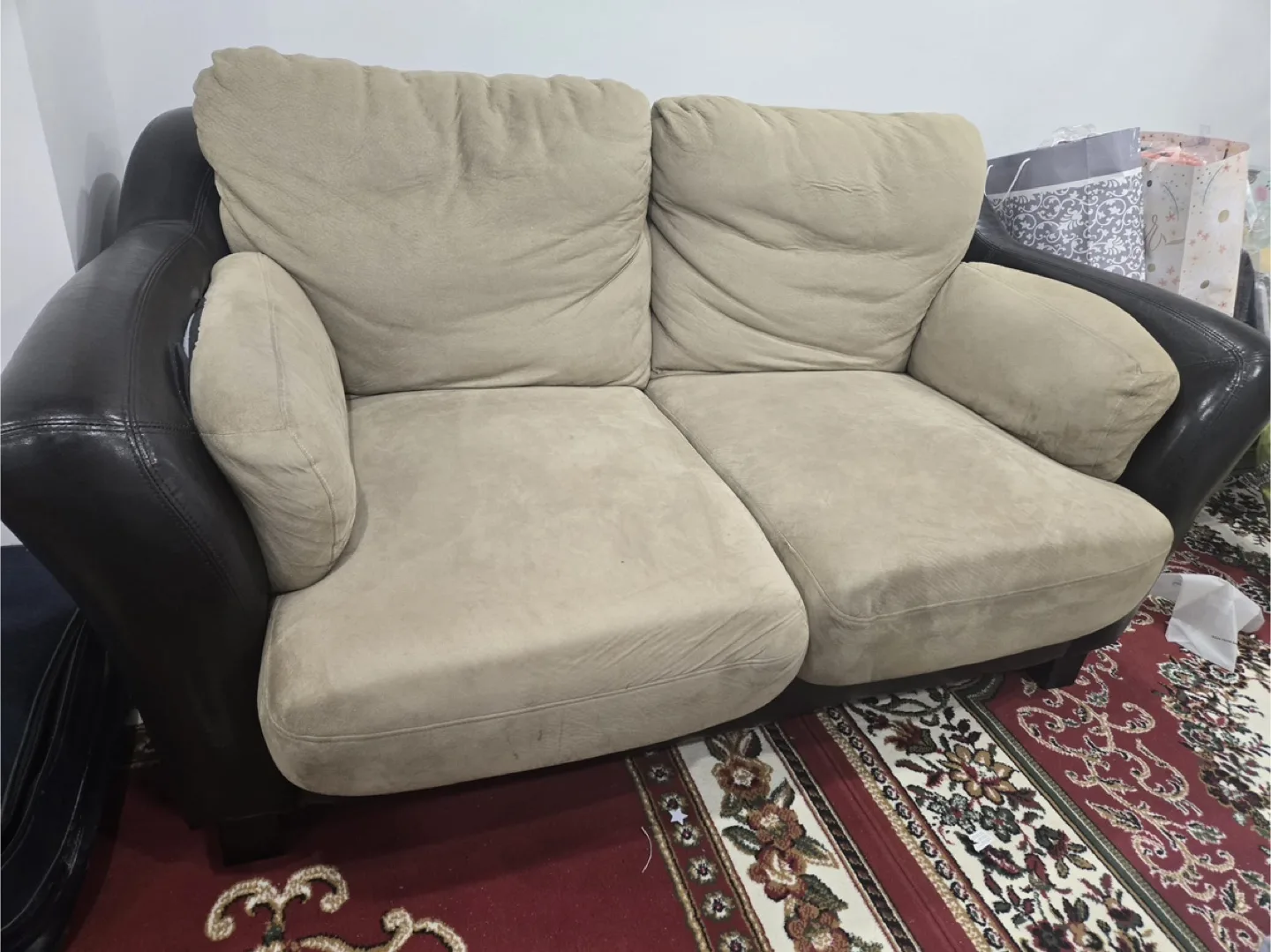 Beige & Brown Loveseat Sofa image indicator(2)