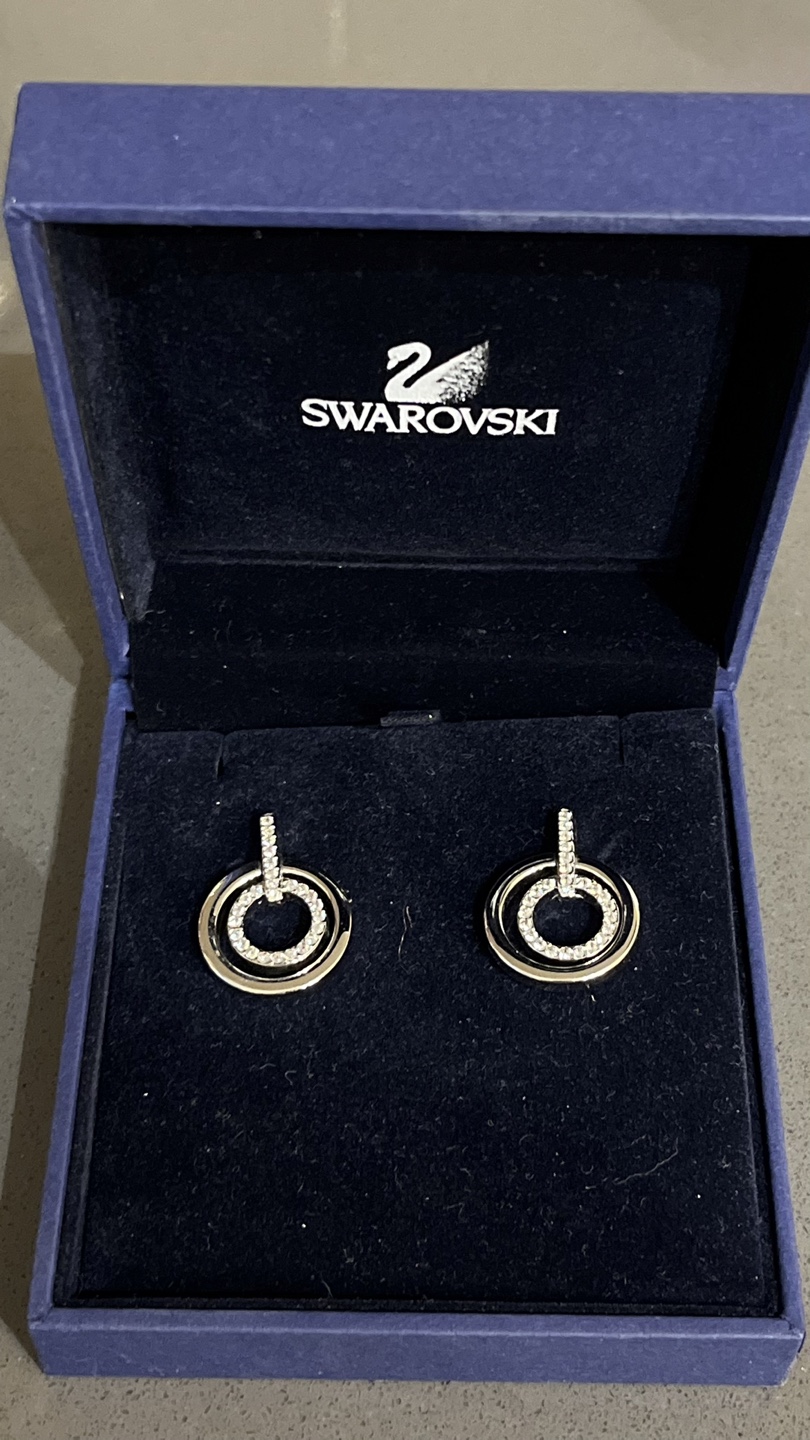 Swarovski Circle Pierced Earrings - silver