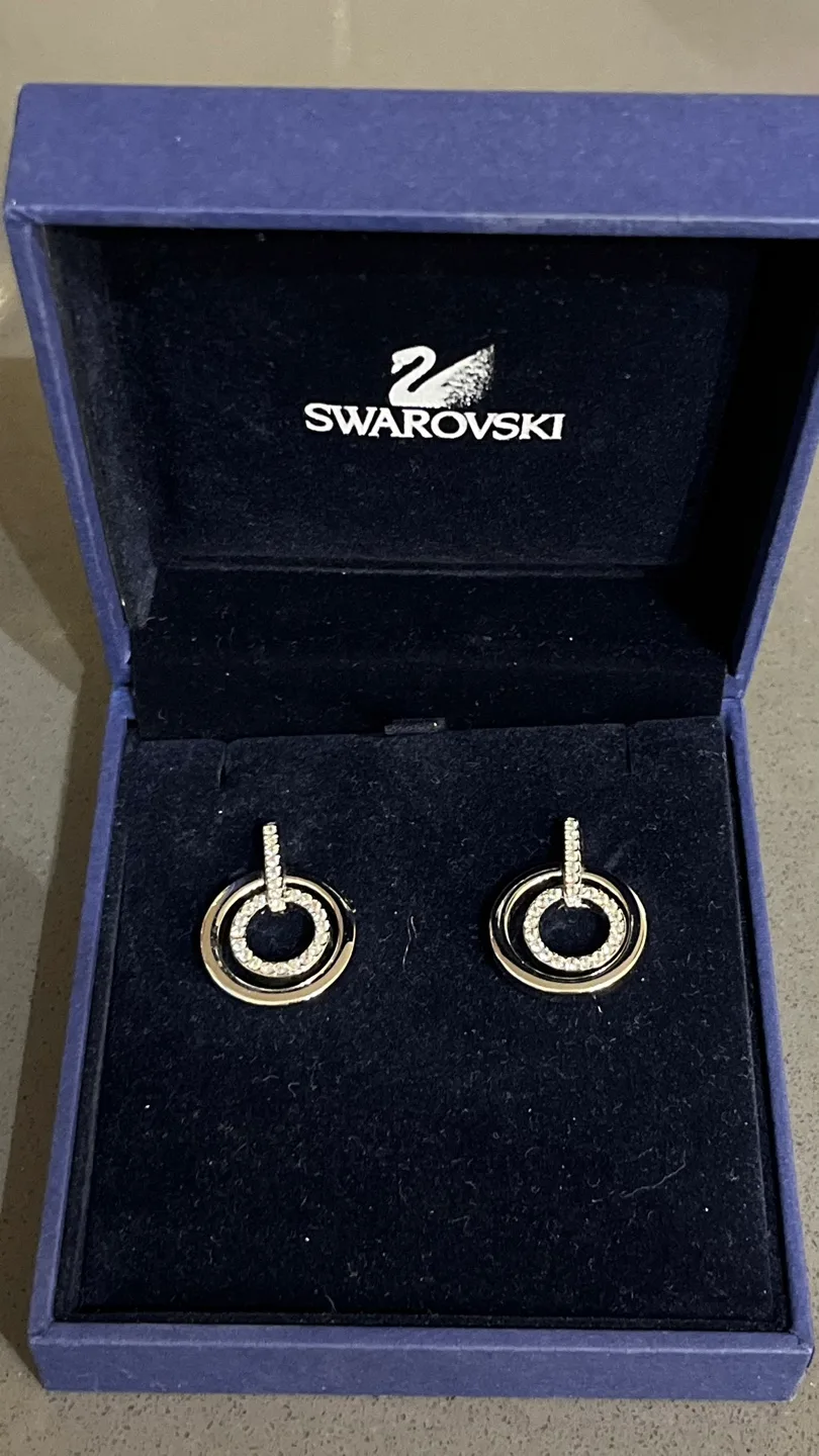 Swarovski Circle Pierced Earrings - silver thumbnail