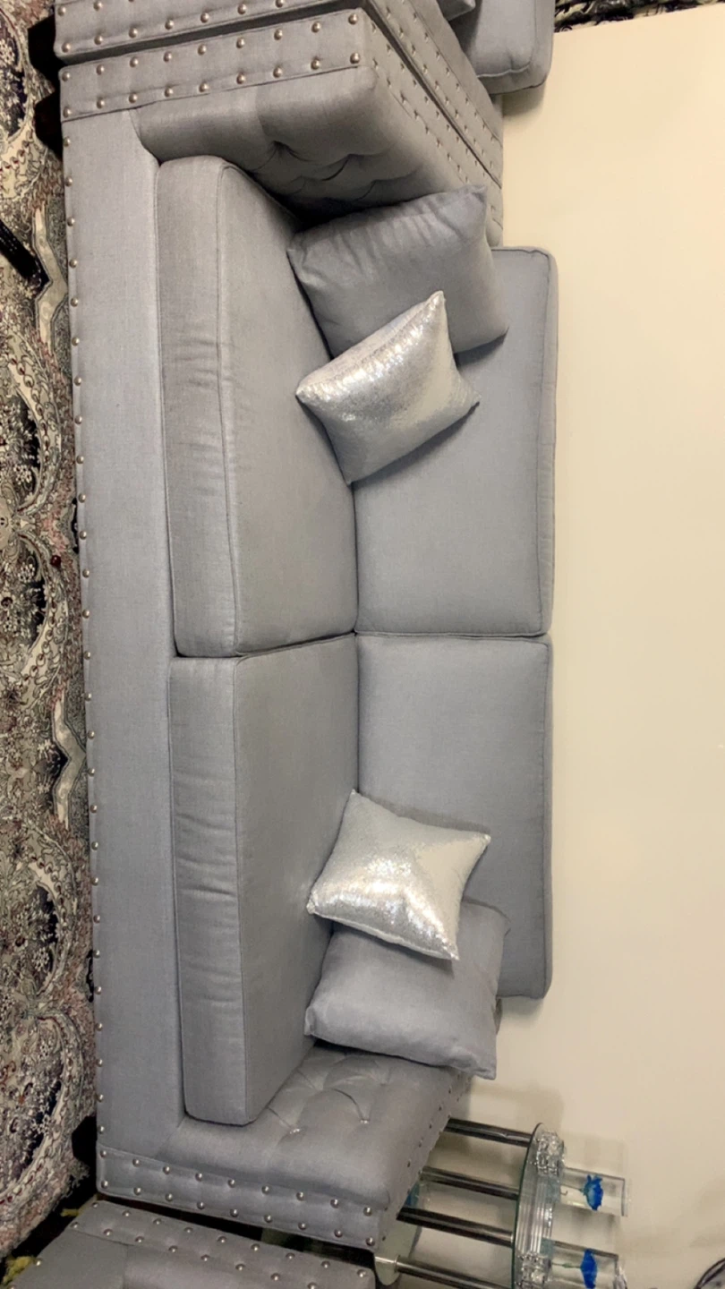 Grey Sectional Sofa with Pillows 4 seater and 2 s - photo 2