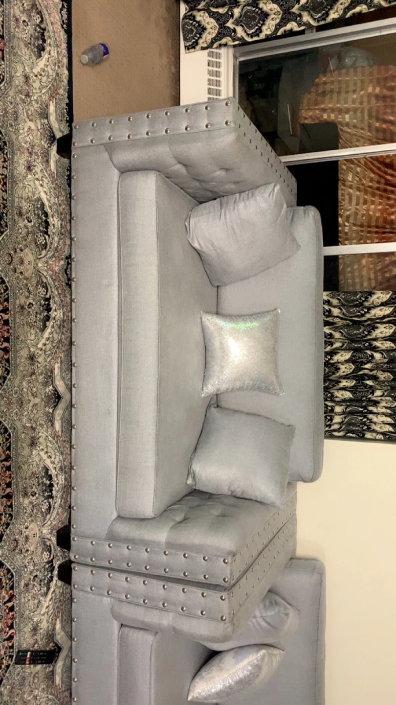 Grey Sectional Sofa with Pillows 4 seater and 2 s - photo 3