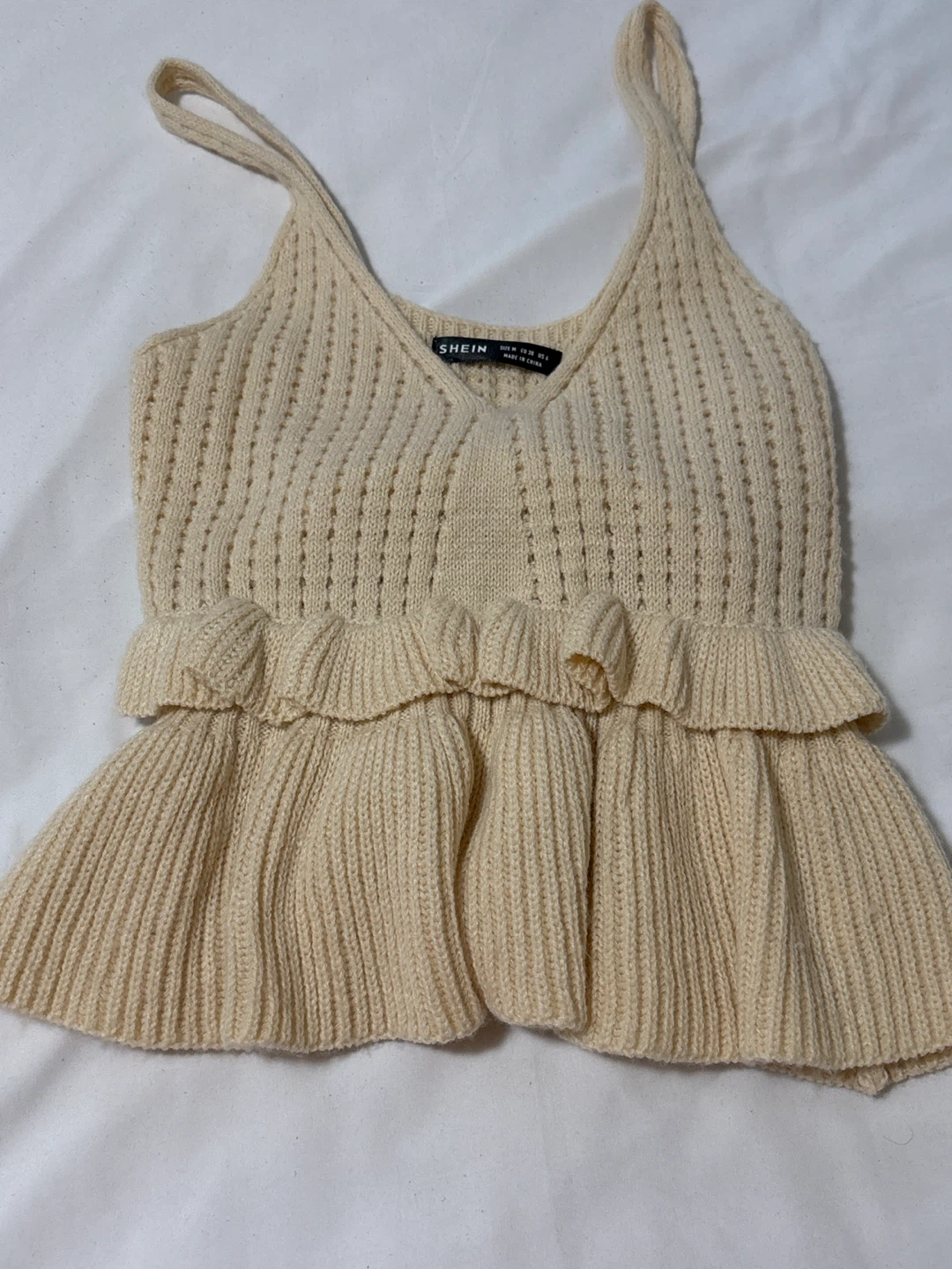 Shein Knit Ruffle Tank Top, Size small