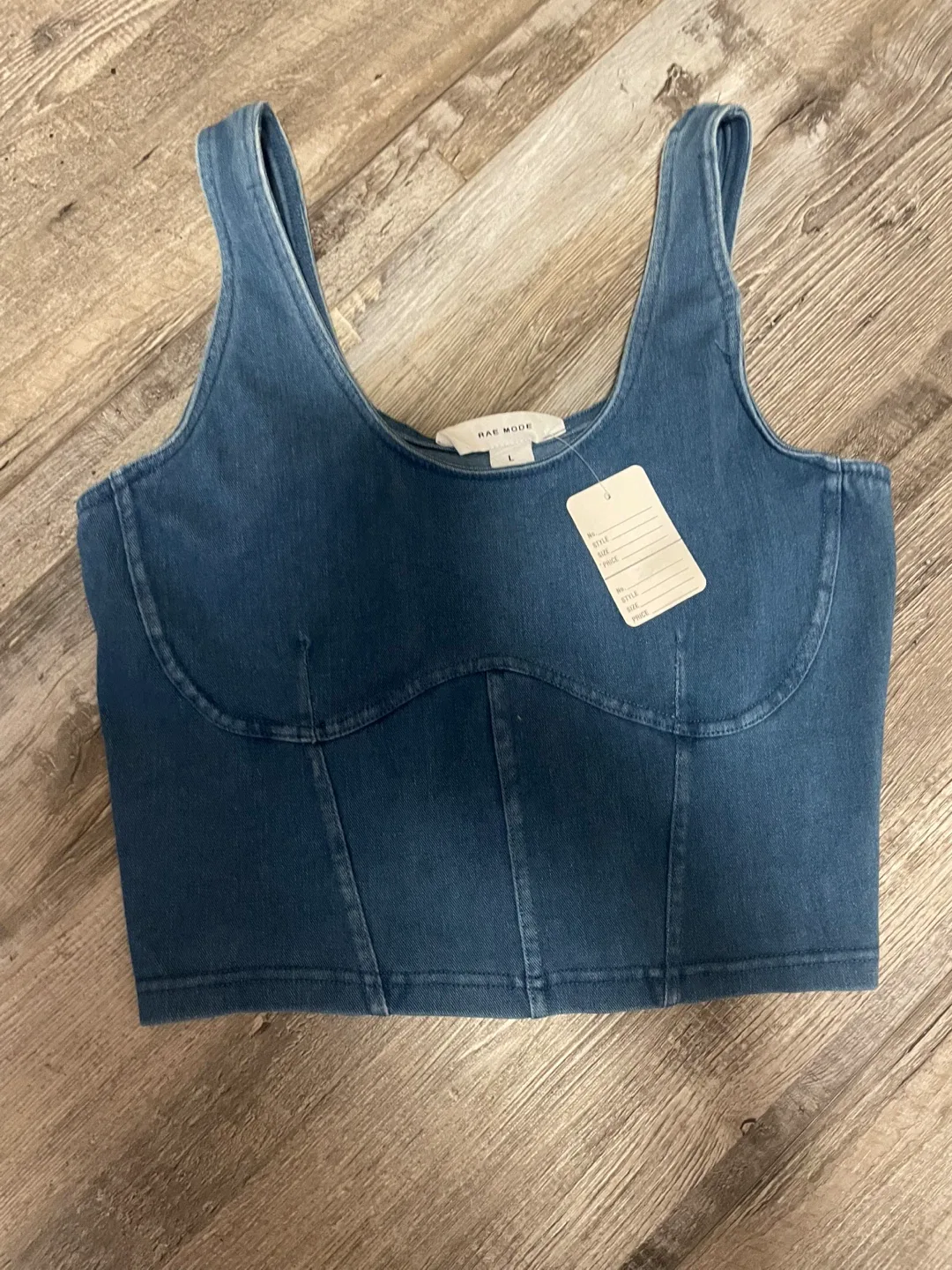 Rae Mode Denim Corset Top - Size L thumbnail