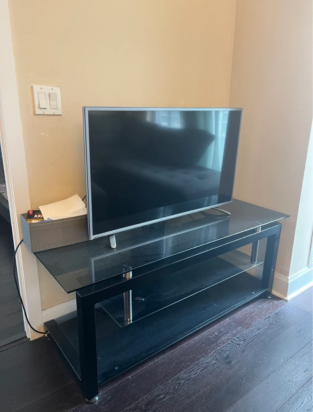 Black Glass TV Stand