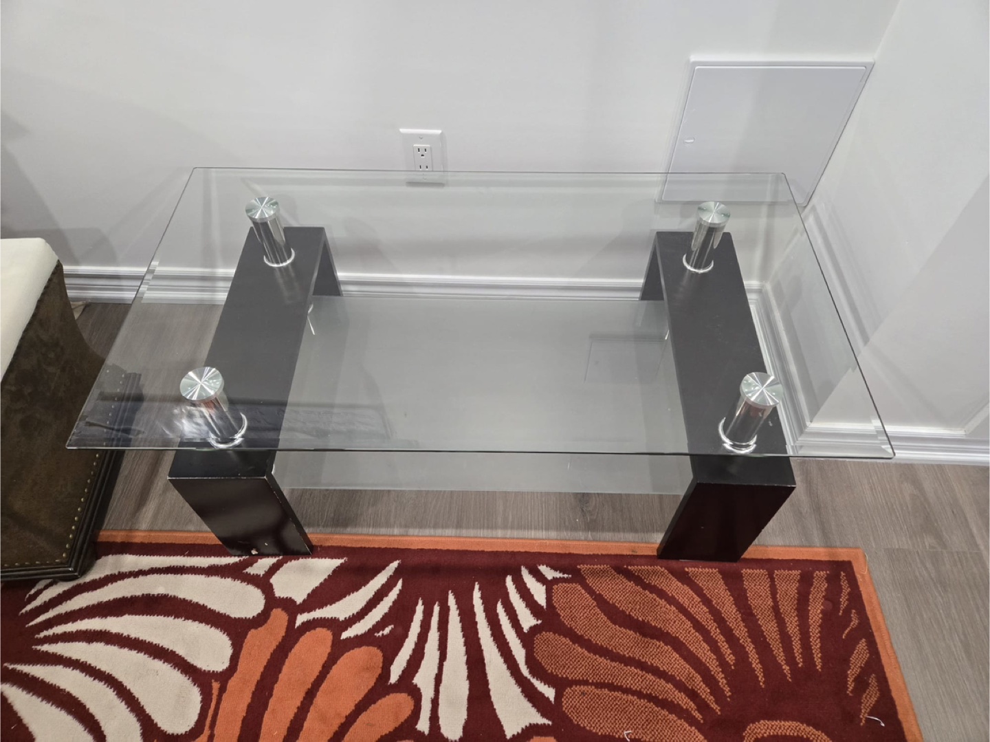 Glass Coffee Table with Black Legs
