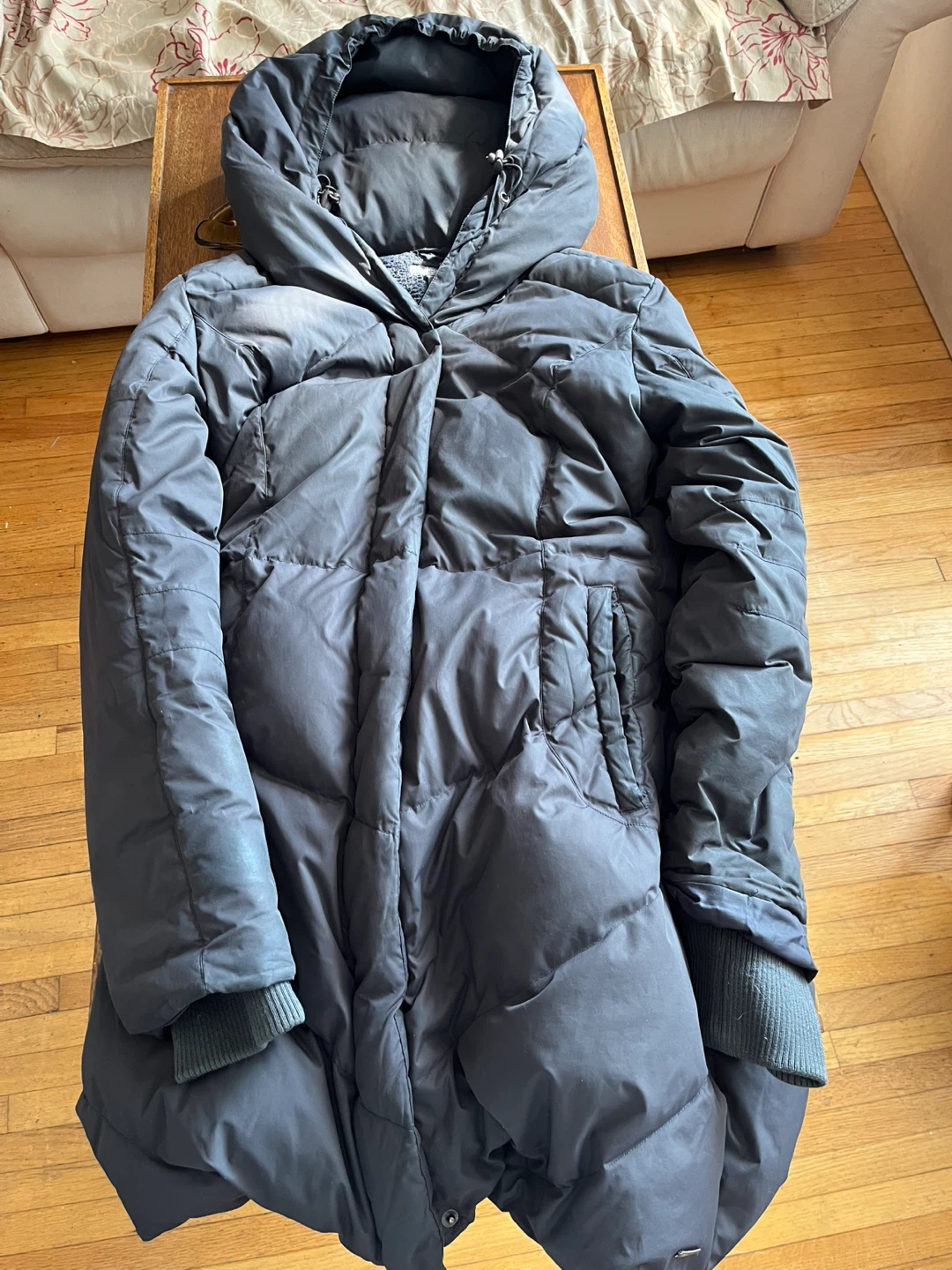 Roots73 Grey Duck Down Filled Puffer Coat - Size S/P