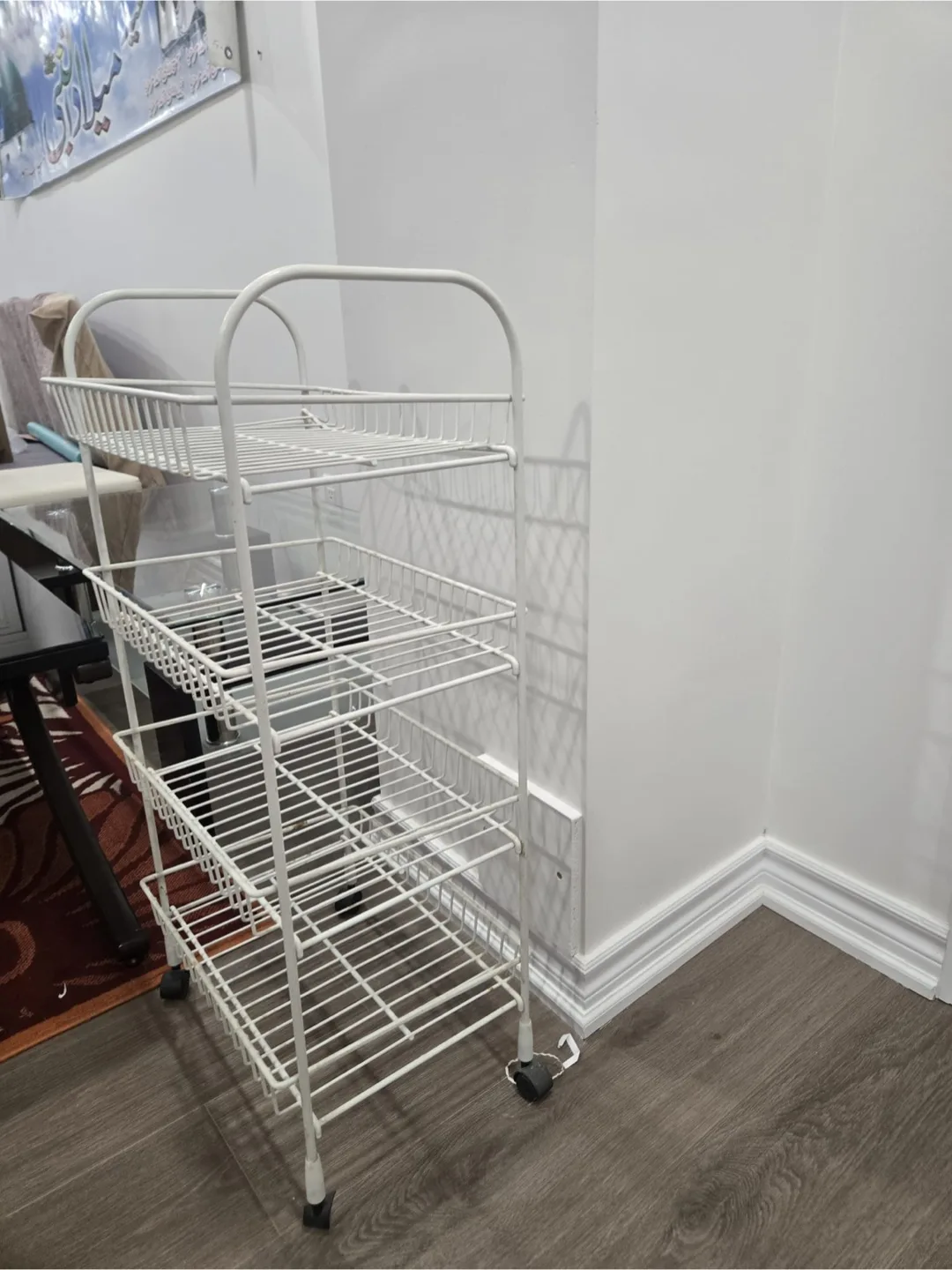 White Metal Rolling Storage Cart image indicator(2)