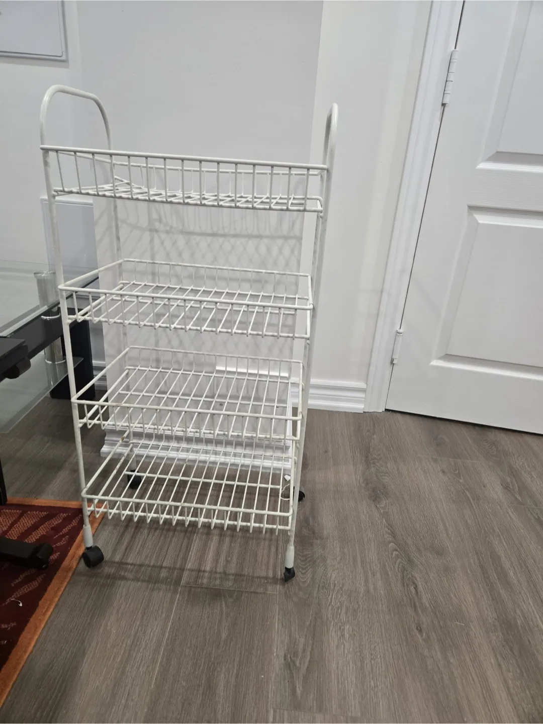White Metal Rolling Storage Cart thumbnail