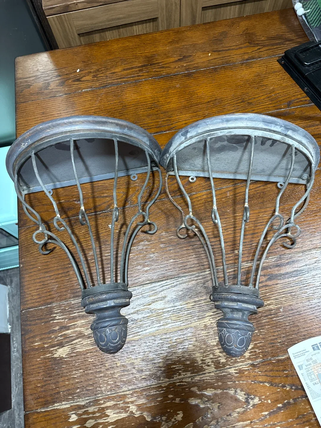 Set of 2 Metal & Wood Wall Shelves thumbnail