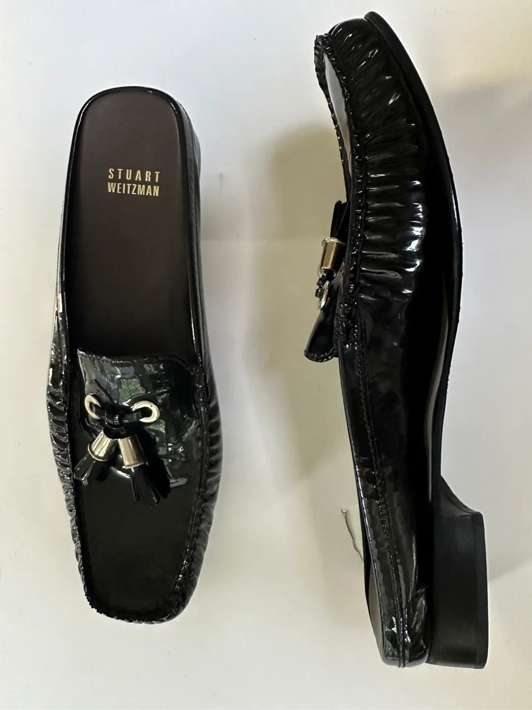 Stuart Weitzman Black Patent leather Open-Back Mules size 8 image indicator(5)