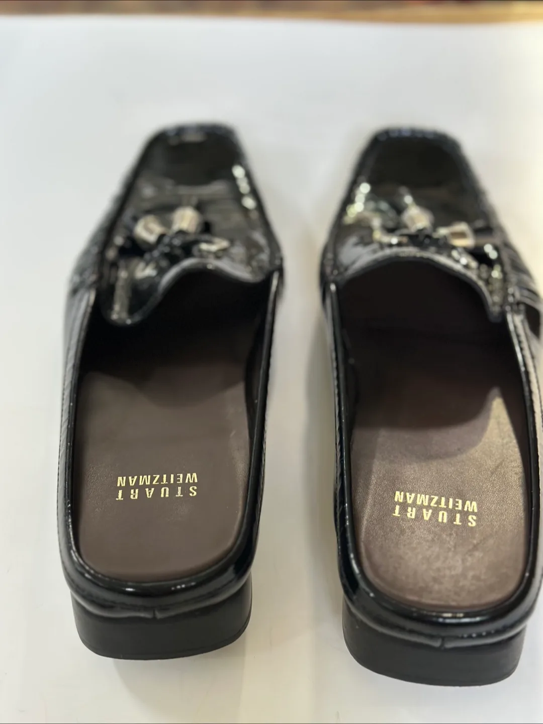 Stuart Weitzman Black Patent leather Open-Back Mules size 8 image indicator(3)