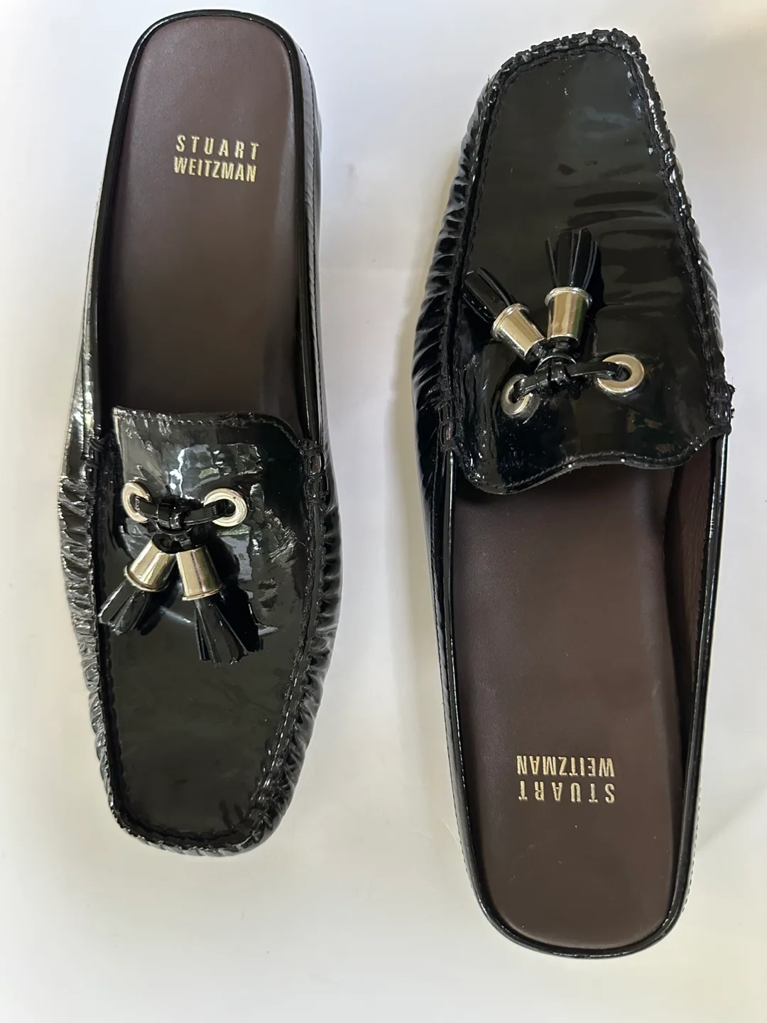 Stuart Weitzman Black Patent leather Open-Back Mules size 8 image indicator(4)