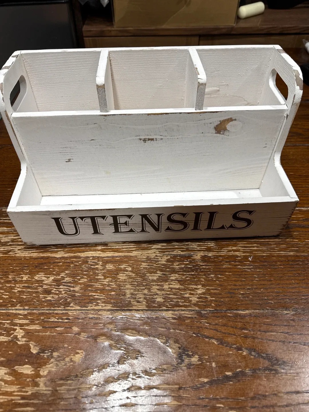 White Wooden Utensil Holder thumbnail