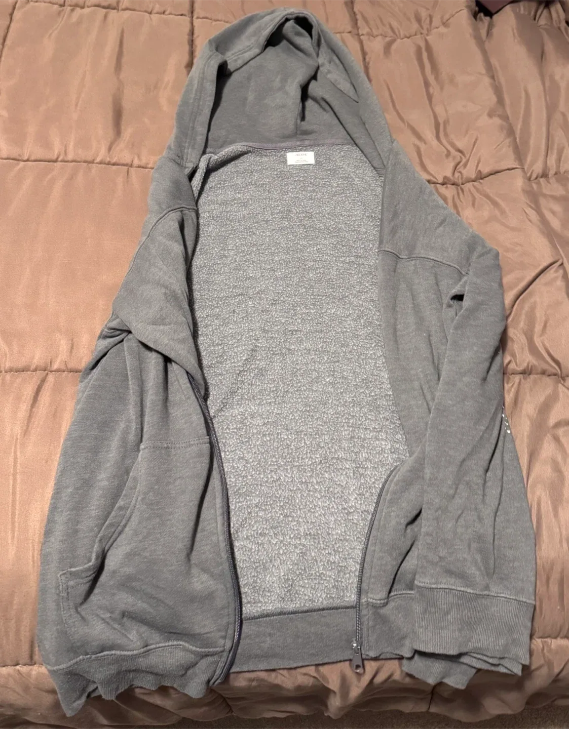 Grey Astrology Star Sign Graphic Zip Up Jacket Hoodie Size L image indicator(3)