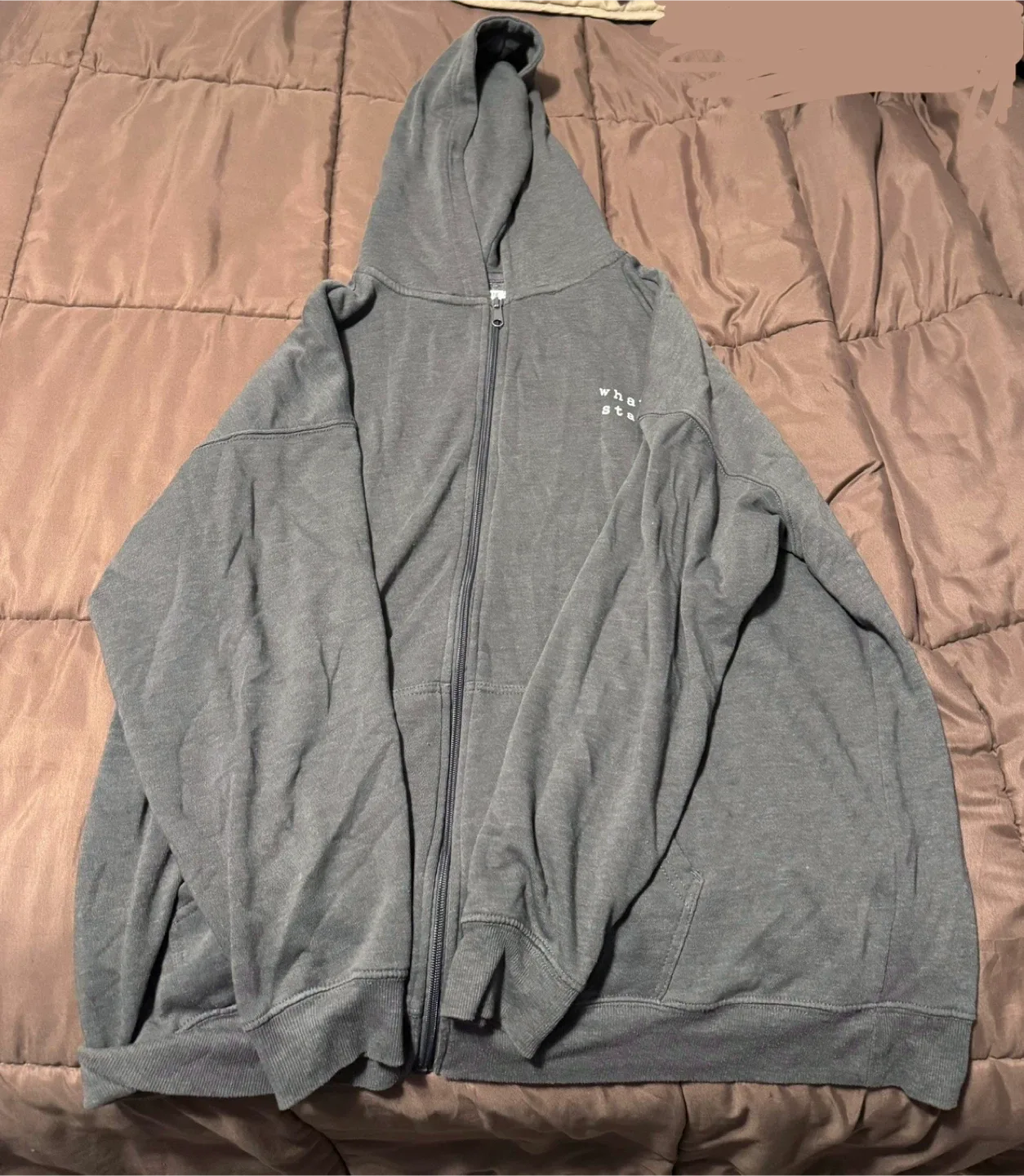 Grey Astrology Star Sign Graphic Zip Up Jacket Hoodie Size L thumbnail