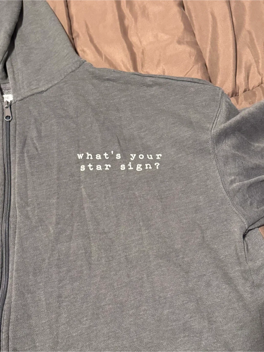 Grey Astrology Star Sign Graphic Zip Up Jacket Hoodie Size L image indicator(2)