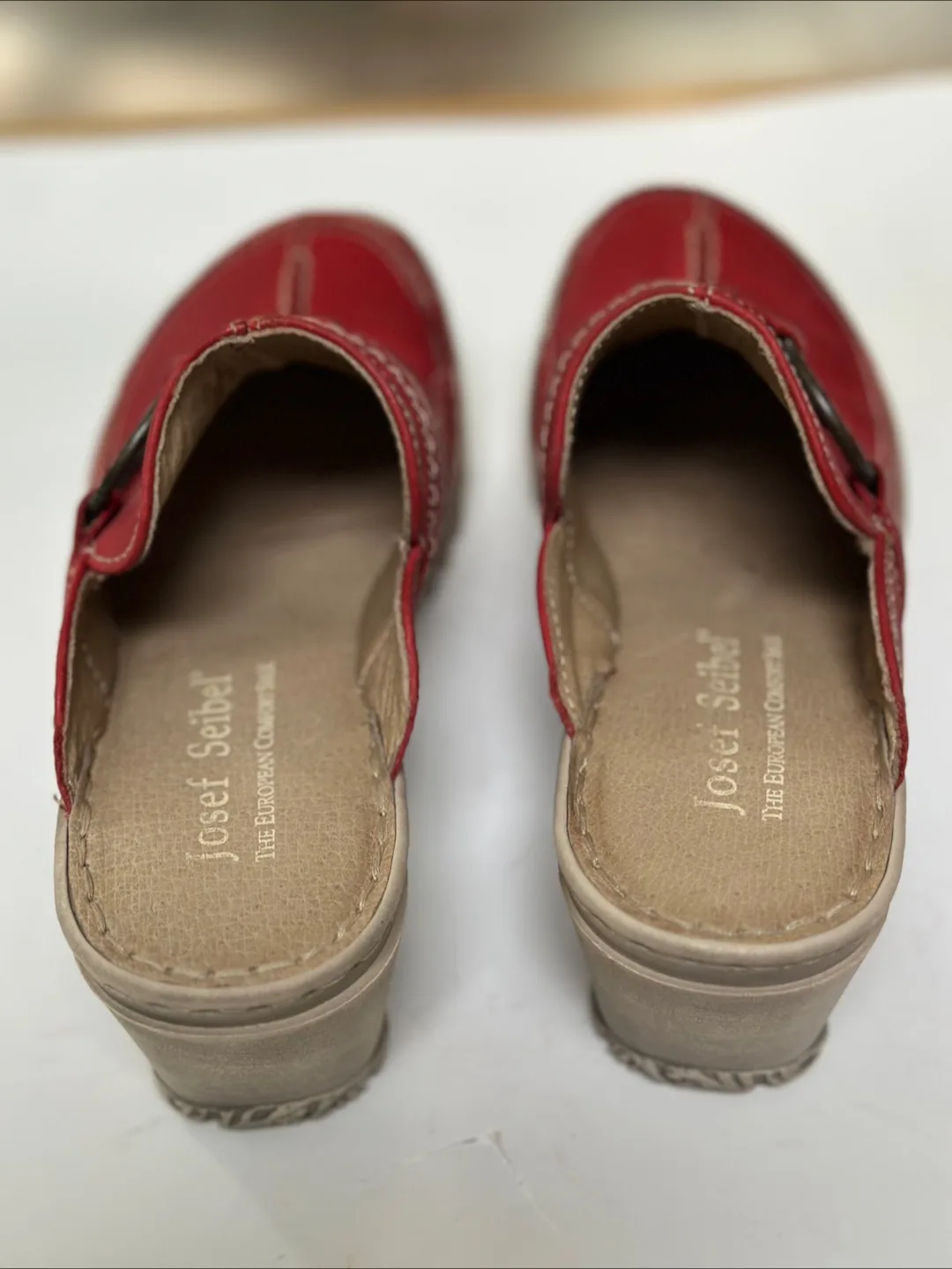Josef Seibel Red Leather Clogs size EU 38/ US 7 image indicator(3)