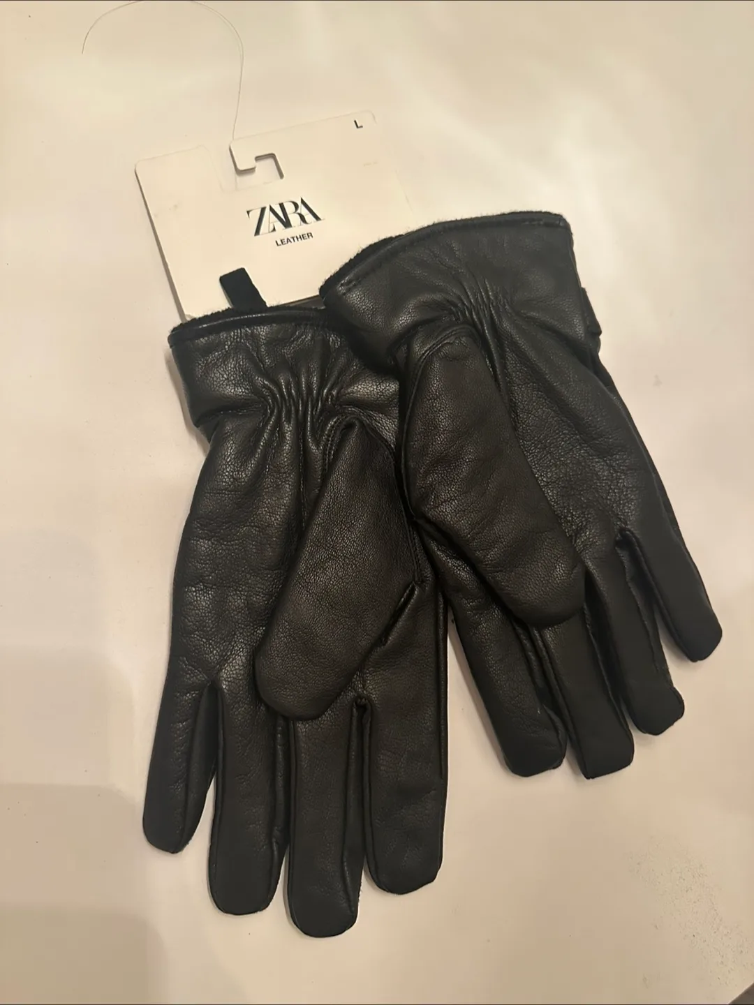 Zara Real Leather Gloves - Size L - New with Tags