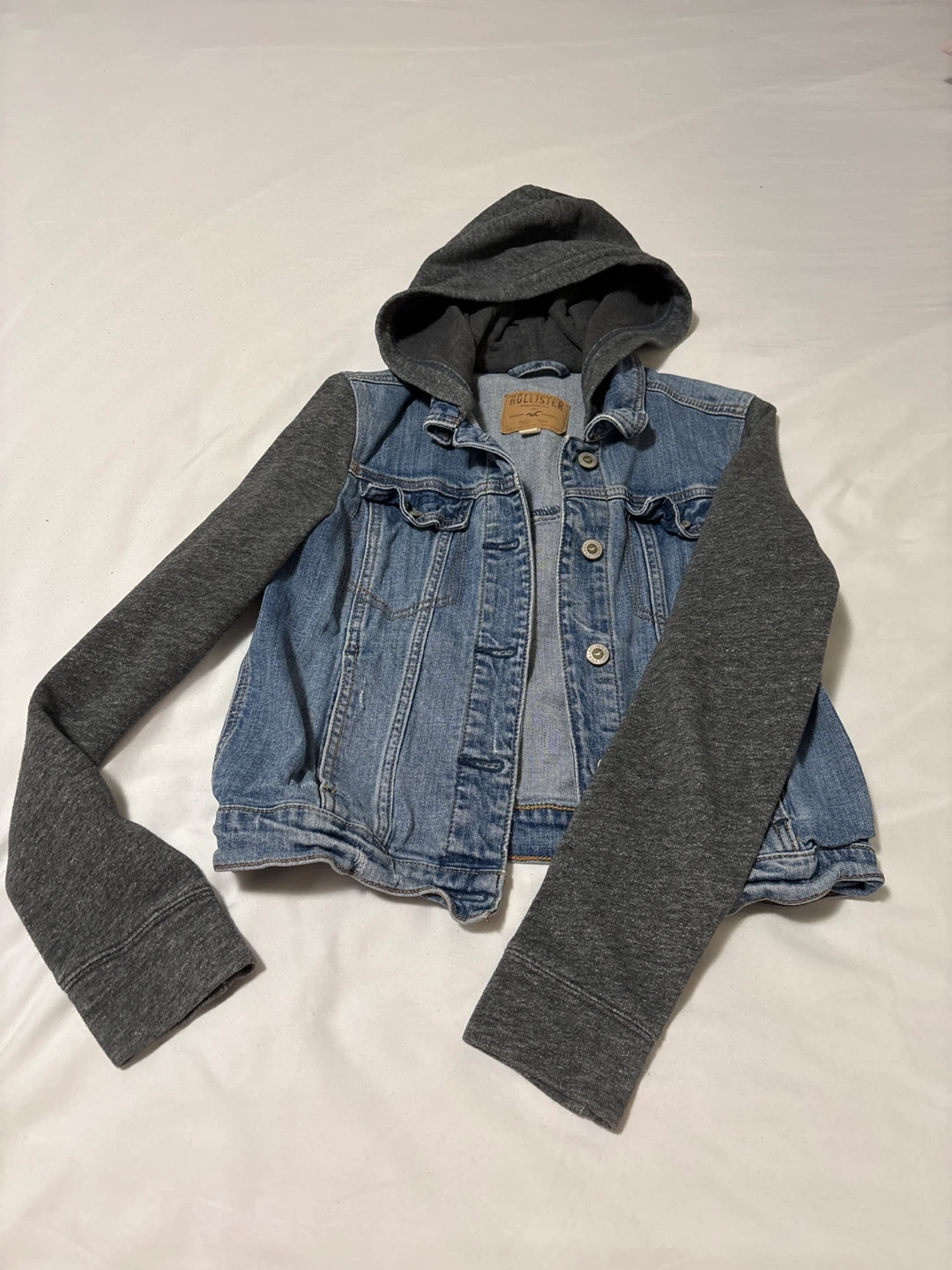 Hollister Denim Jacket with Grey Hood
