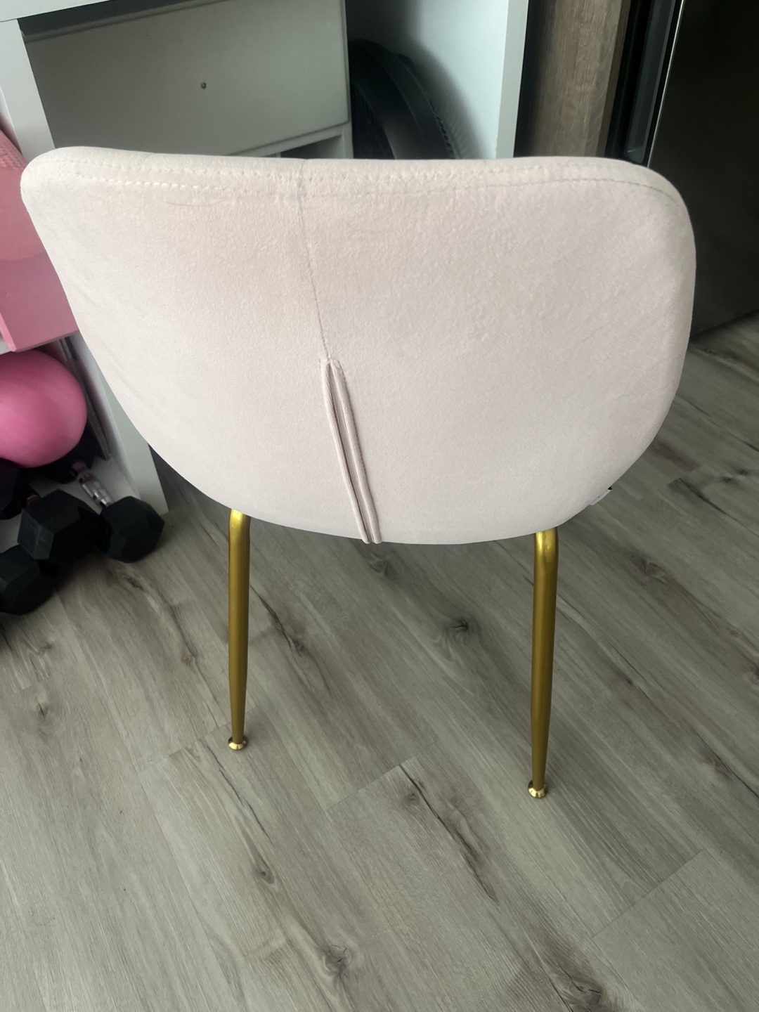 Pink Velvet Dining Chair with Gold Legs - photo 3