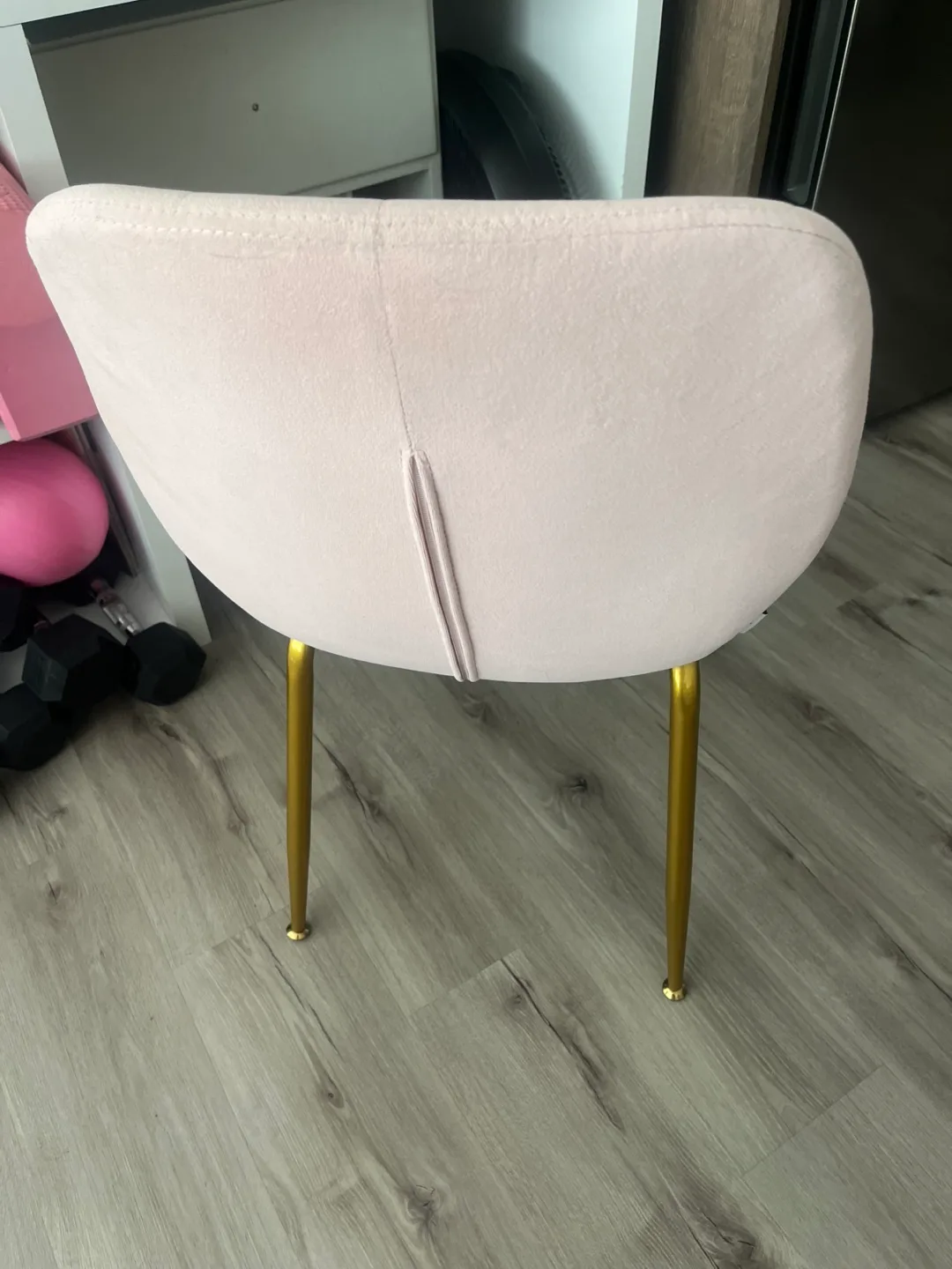 Pink Velvet Dining Chair with Gold Legs image indicator(3)
