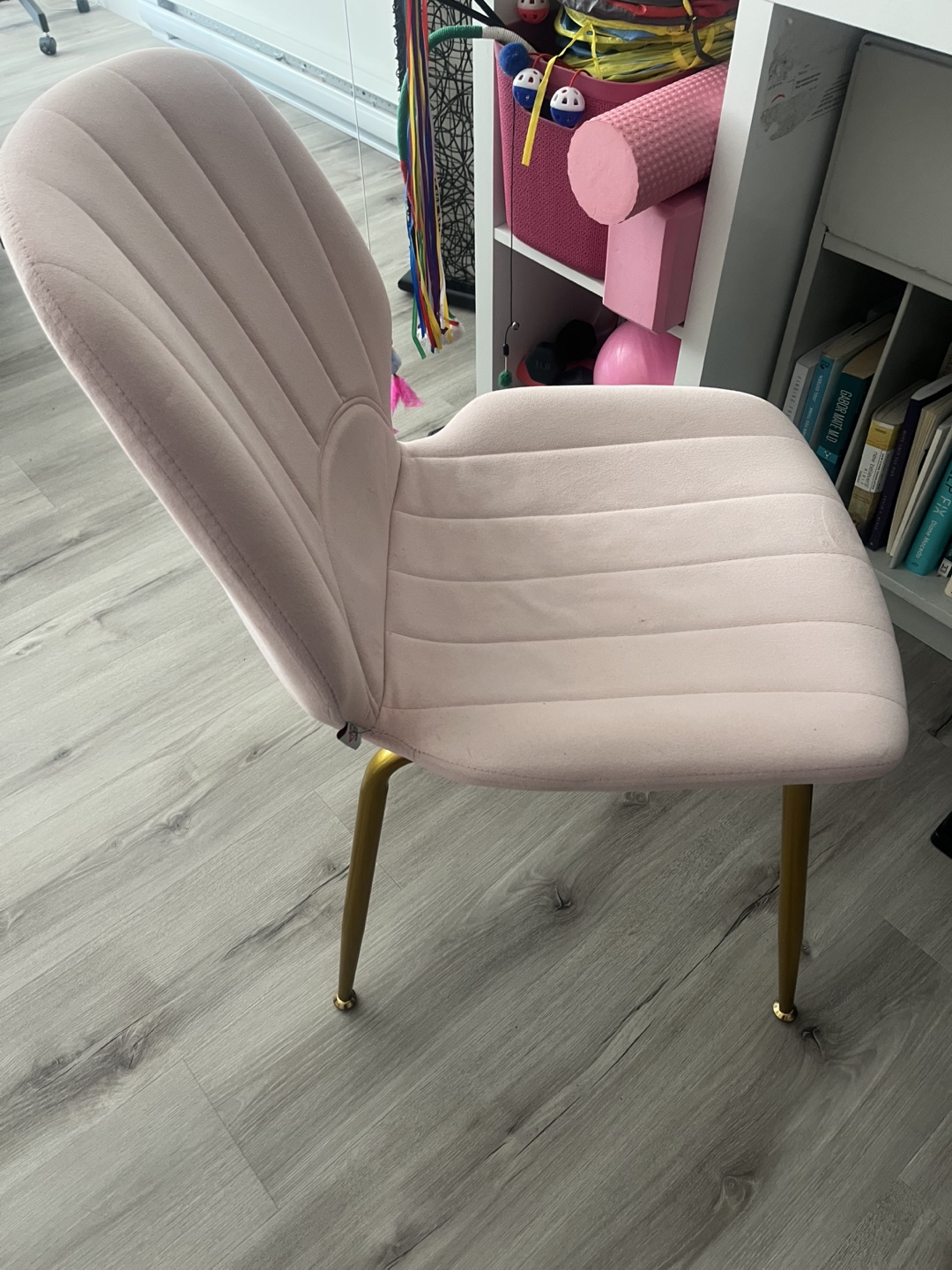 Pink Velvet Dining Chair with Gold Legs - photo 2