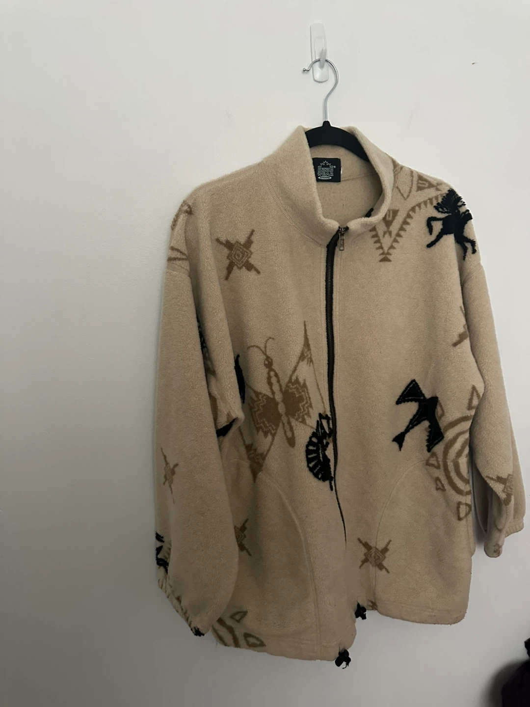 Vintage Fleece Jacket Indigenous Design Neutral Cozy - photo 4
