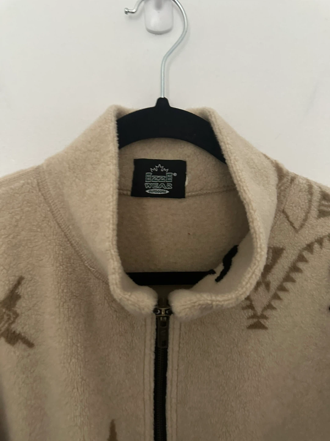 Vintage Fleece Jacket Indigenous Design Neutral Cozy - photo 5