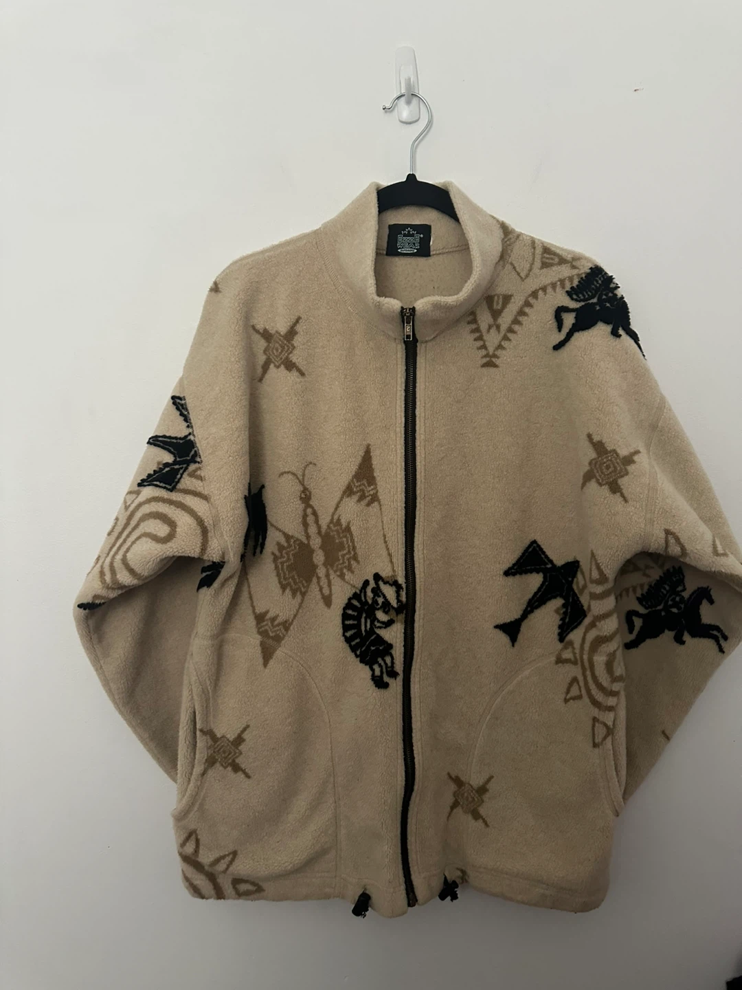 Vintage Fleece Jacket Indigenous Design Neutral Cozy - photo 2