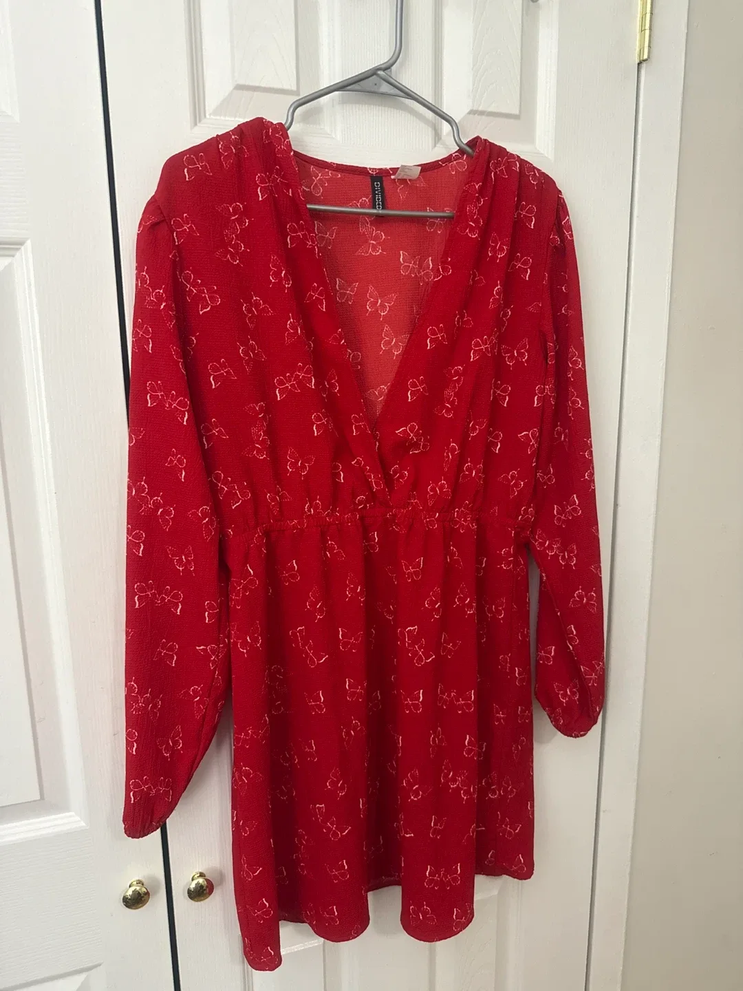 H&M Divided Red Butterfly Dress thumbnail