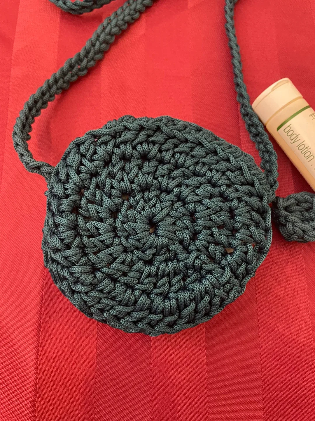Handmade Crocheted Round Mini Bag - Teal thumbnail