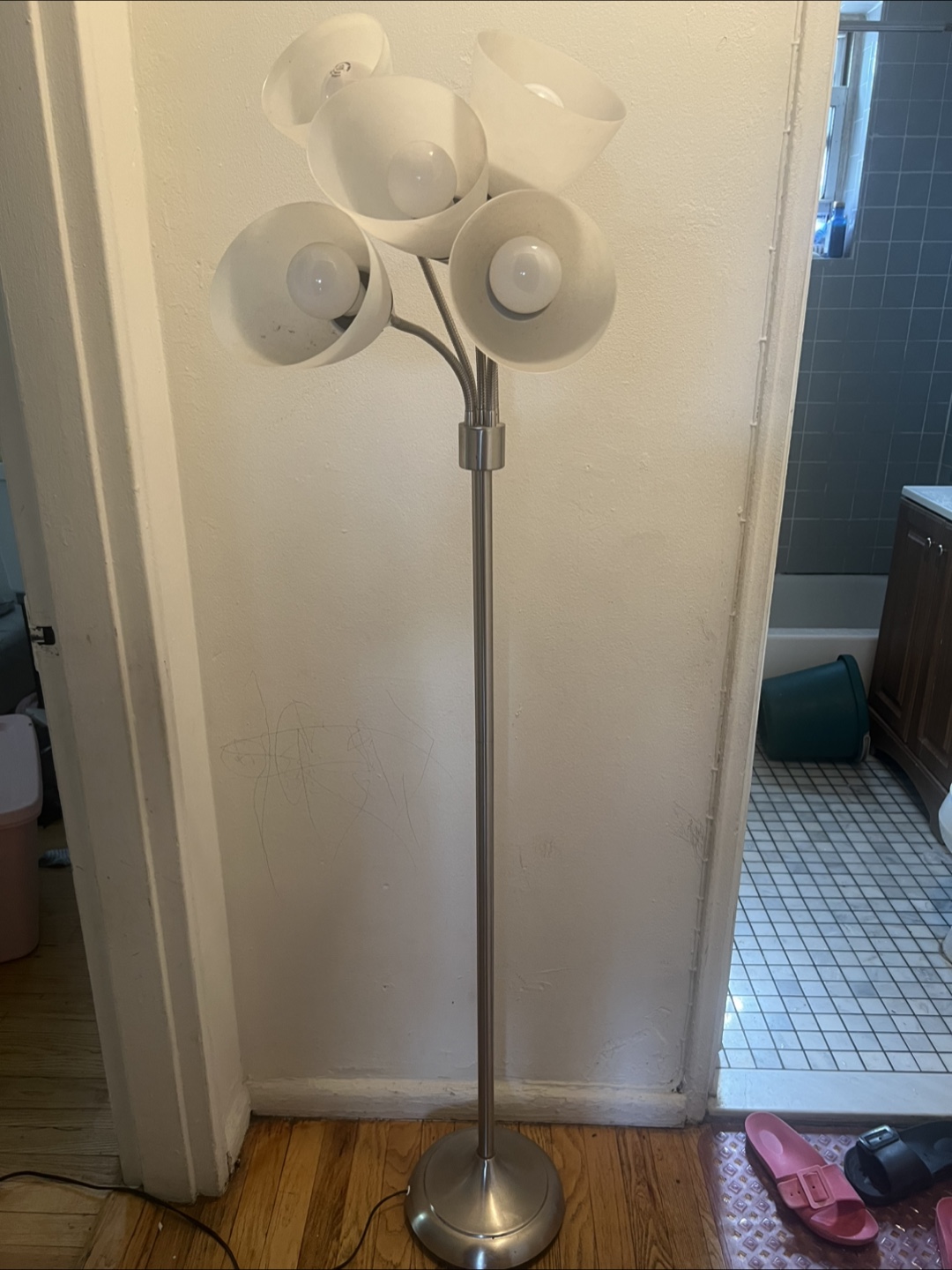 Modern Silver Floor Lamp with 5 Lights - photo 2