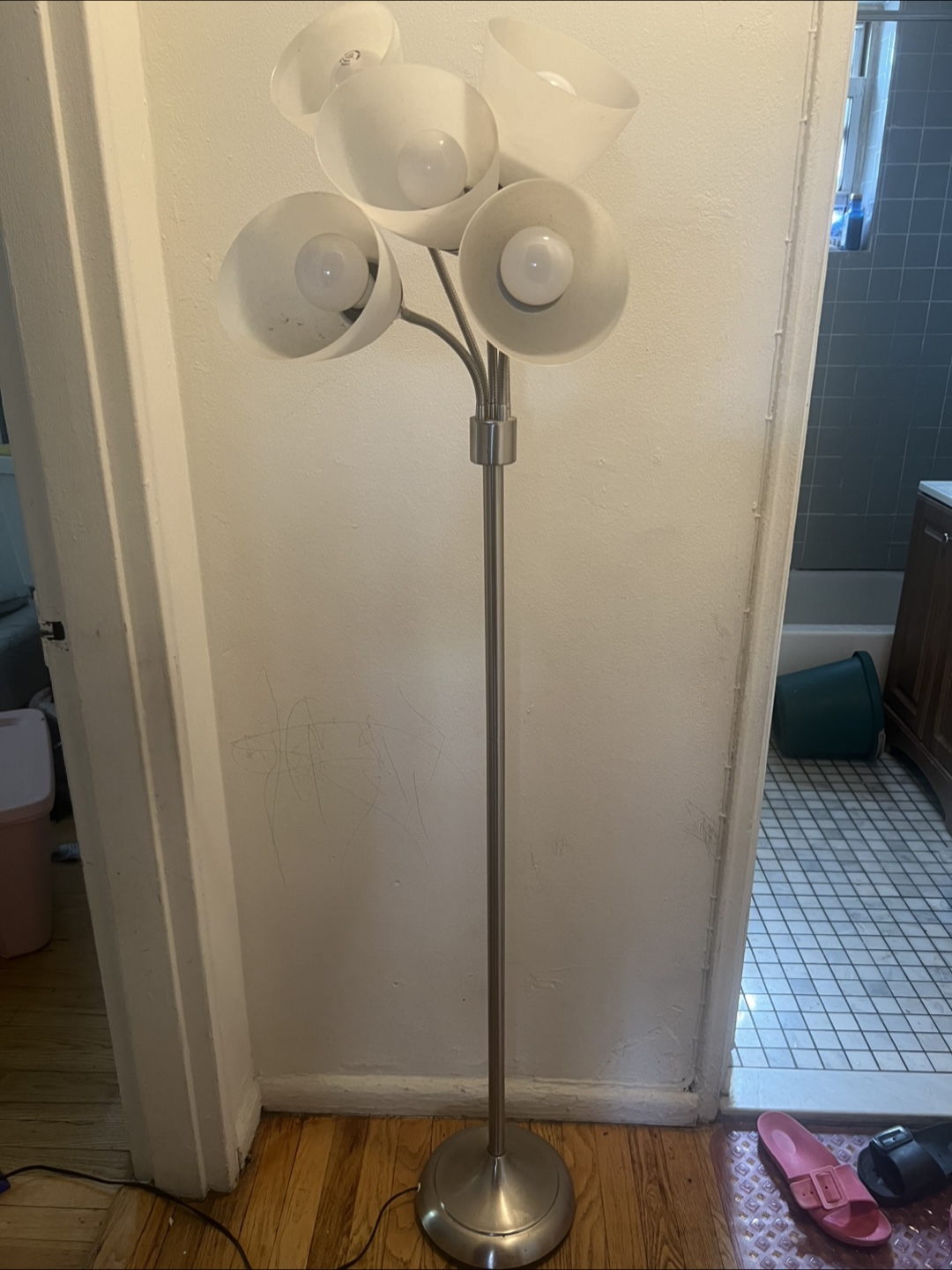 Modern Silver Floor Lamp with 5 Lights