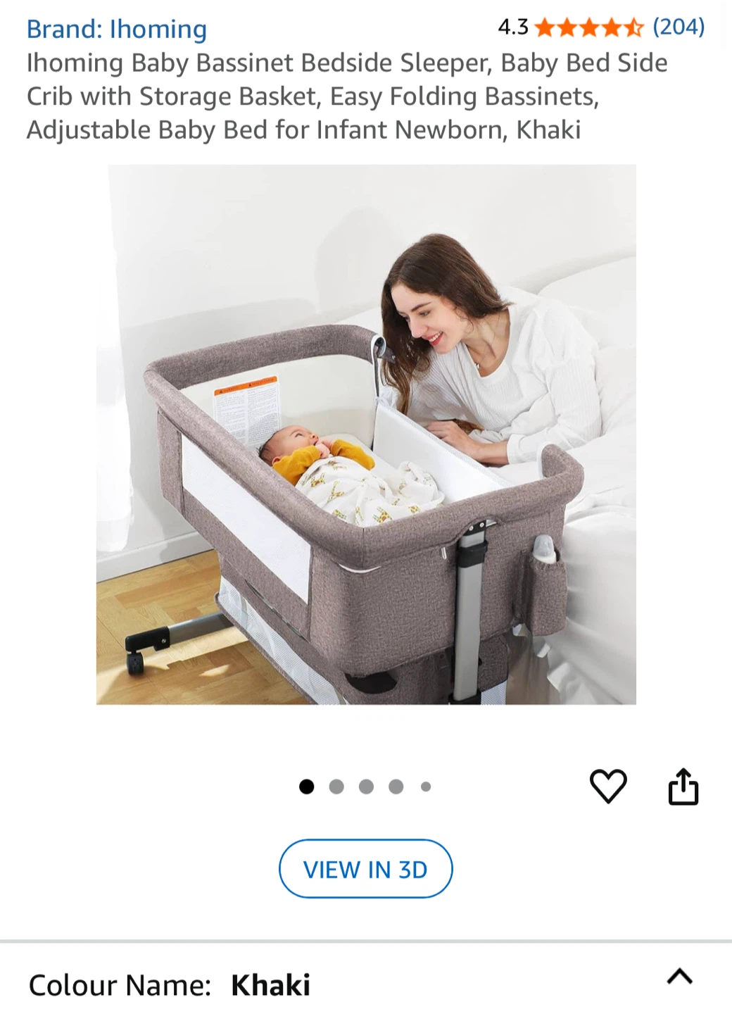 Baby Bedside Bassinet - nearly new