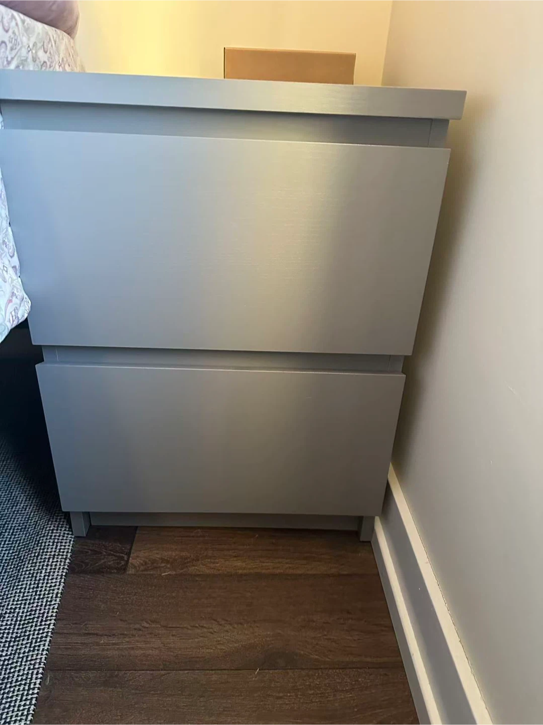 Grey 2-Drawer Nightstand