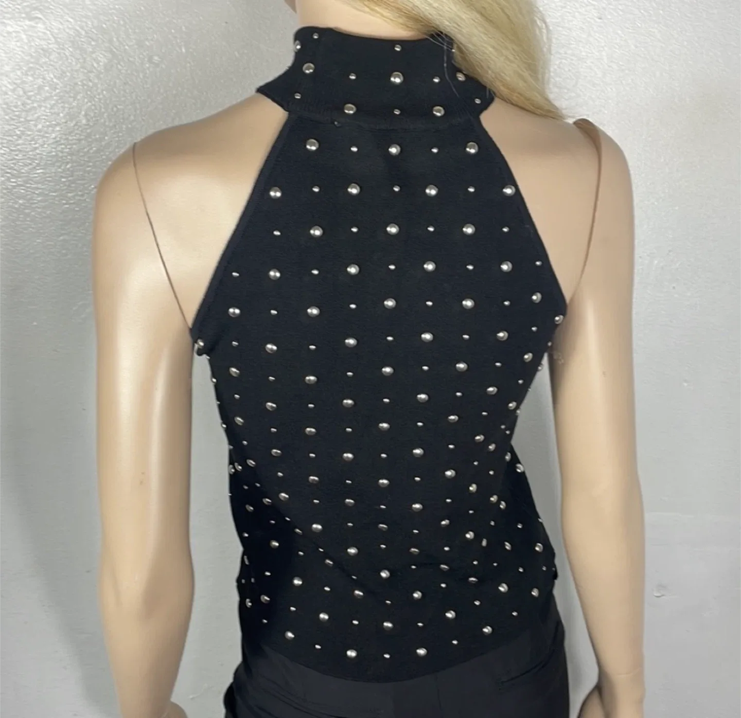 Zara Black Halter Top with Studs image indicator(3)