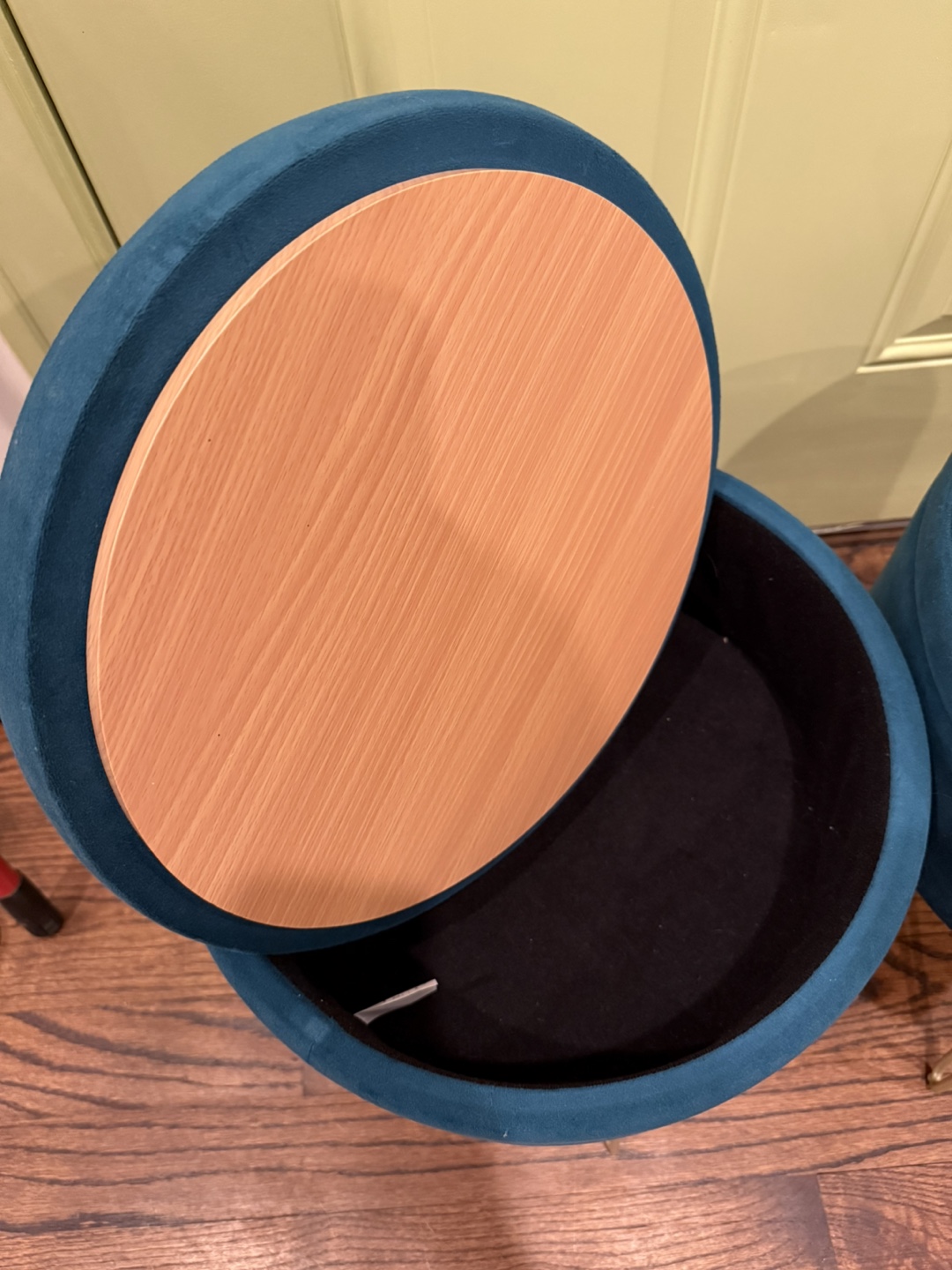 Teal Velvet Storage Ottoman Stools - Set of 2 - photo 5