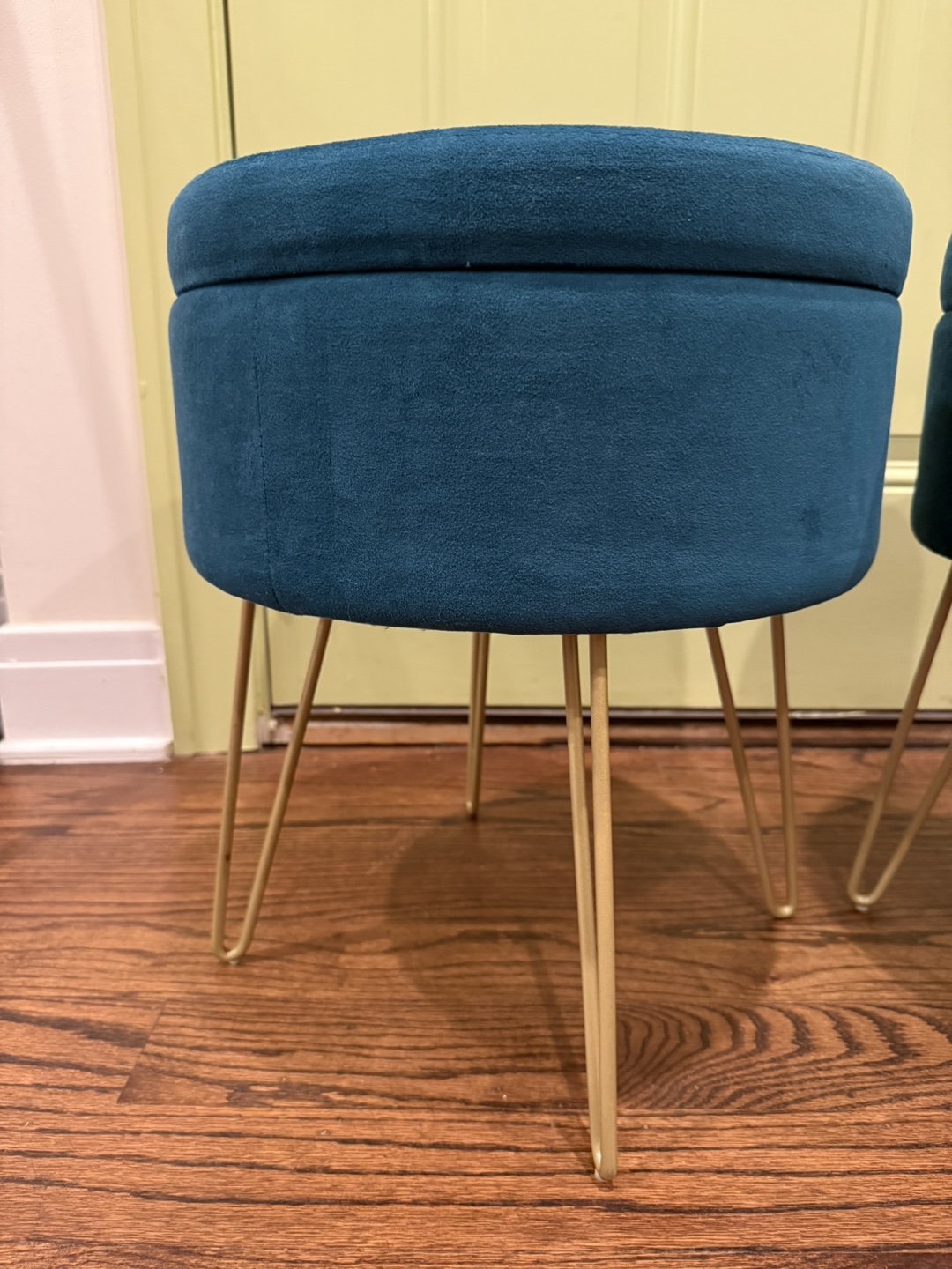Teal Velvet Storage Ottoman Stools - Set of 2 - photo 2