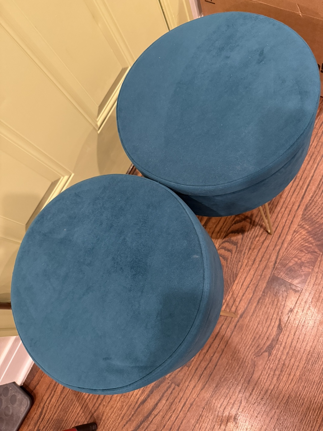 Teal Velvet Storage Ottoman Stools - Set of 2 - photo 3