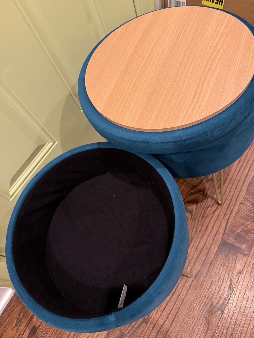 Teal Velvet Storage Ottoman Stools - Set of 2 - photo 4