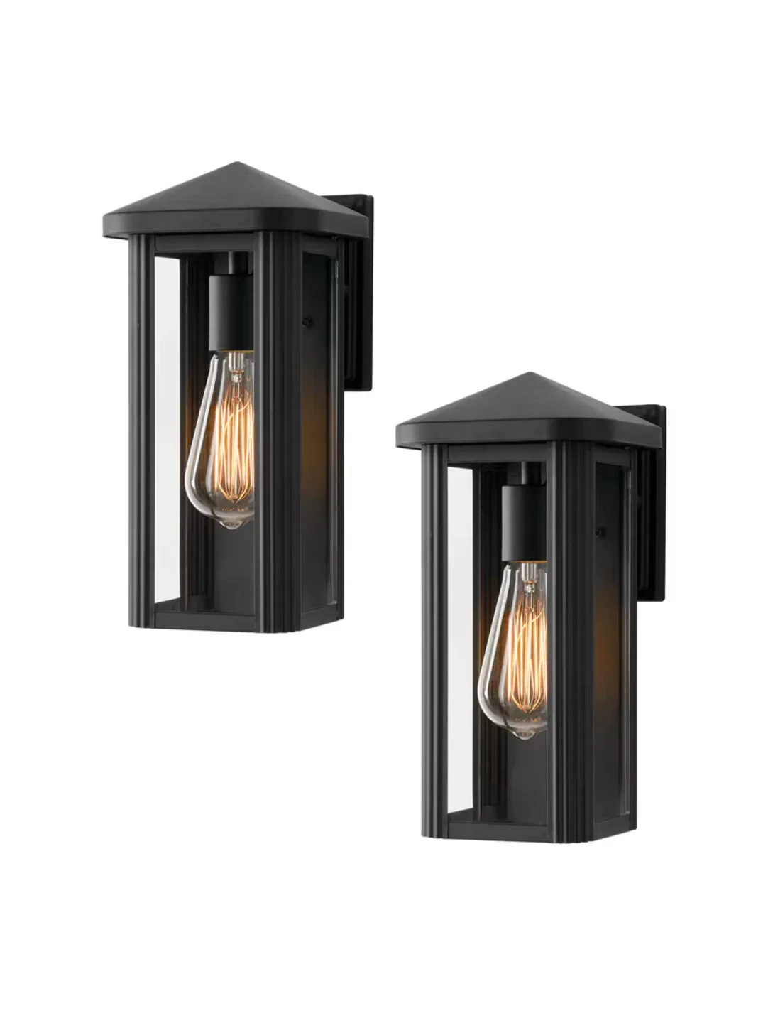 Brand NEW Hampton Bay Granby Outdoor Lights 2-Pack – Black 12” image indicator(7)