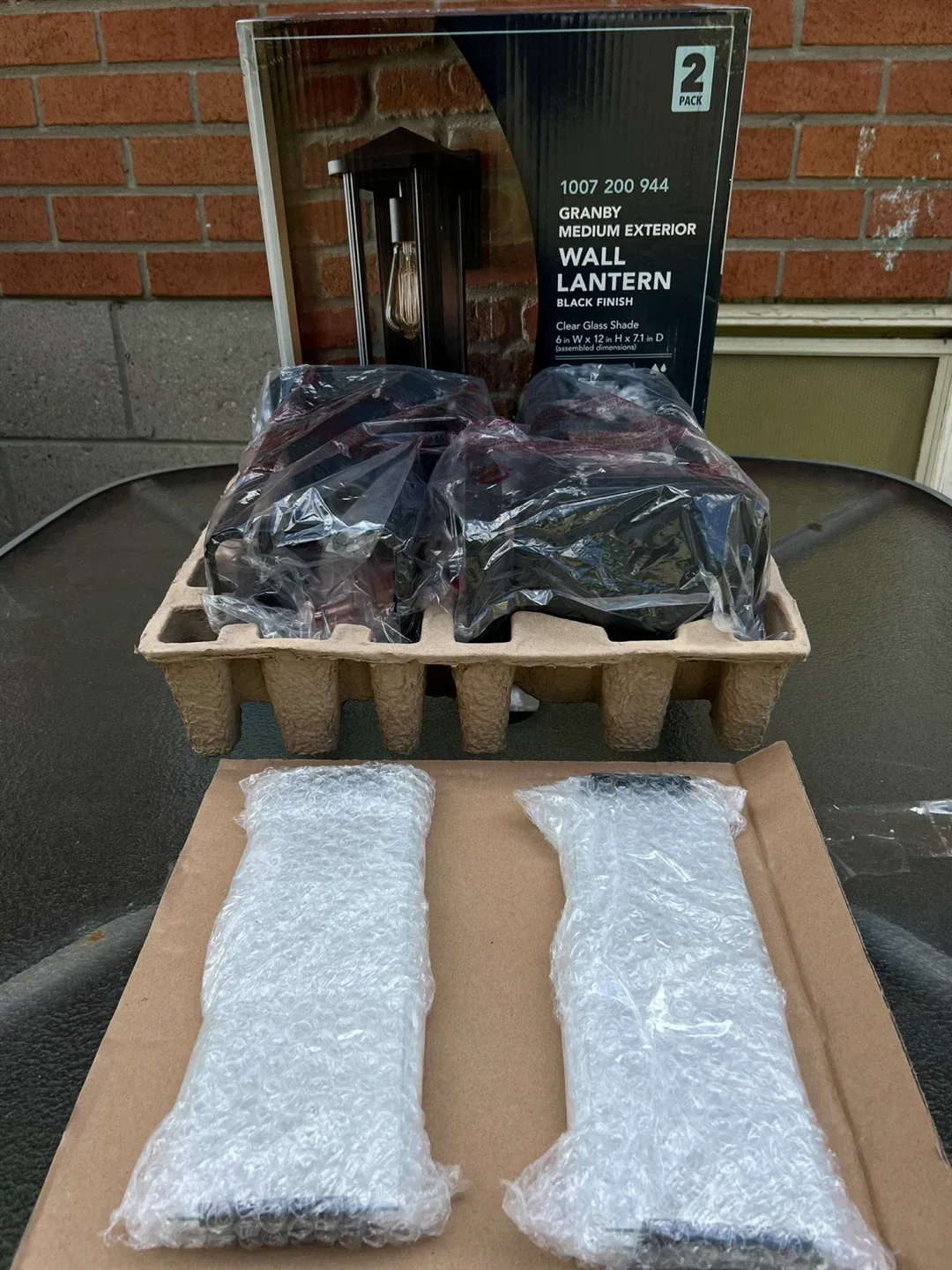 Brand NEW Hampton Bay Granby Outdoor Lights 2-Pack – Black 12” image indicator(9)