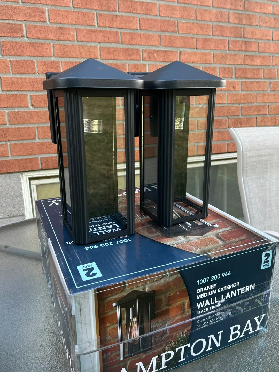 Brand NEW Hampton Bay Granby Outdoor Lights 2-Pack – Black 12” image indicator(6)