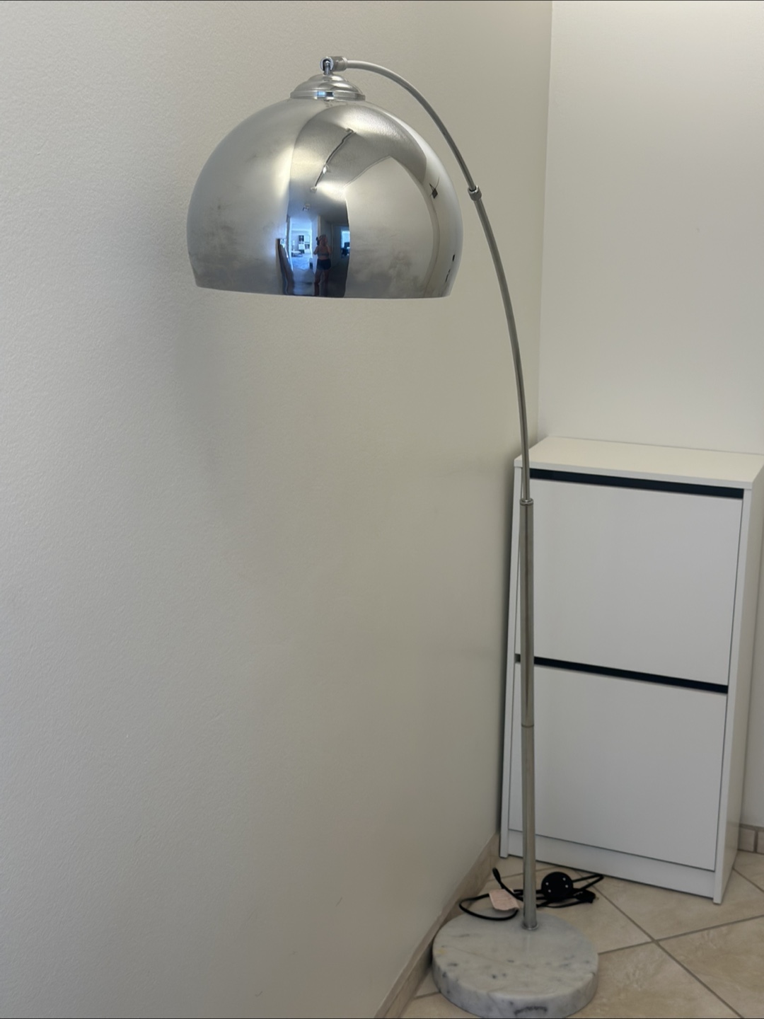 Chrome Arc Floor Lamp with Marble Base - photo 3