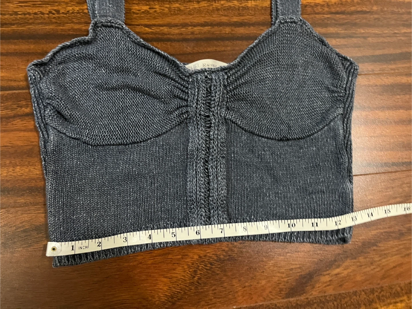 Rachel Roy women’s medium crop knit linen blend tank, blue grey - photo 5